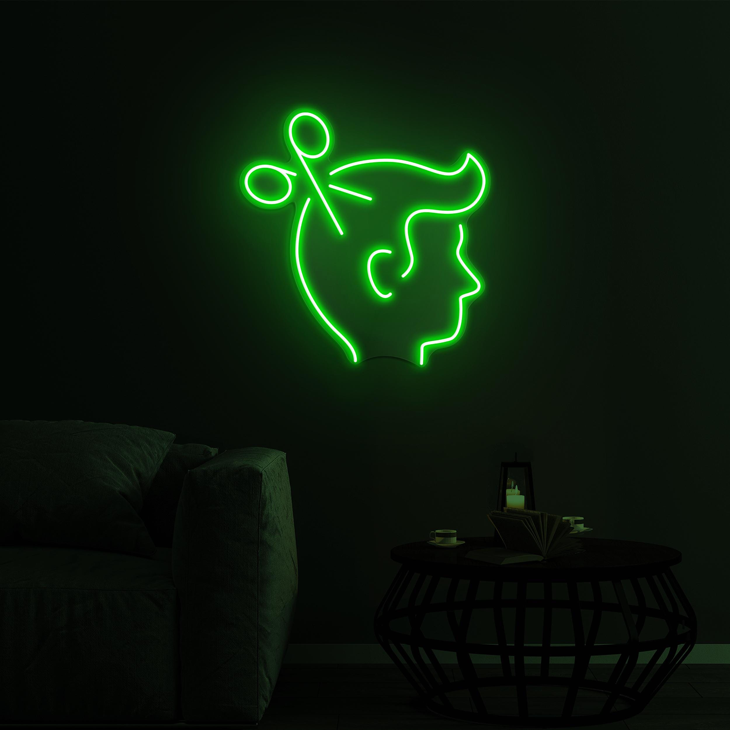 Hair Cut Neon Sign, Hair Cut LED Light, Scissors and Head Neon, Barber Shop LED Neon Art, Beauty Salon Wall Decor, Hair Dressing Neon Sign