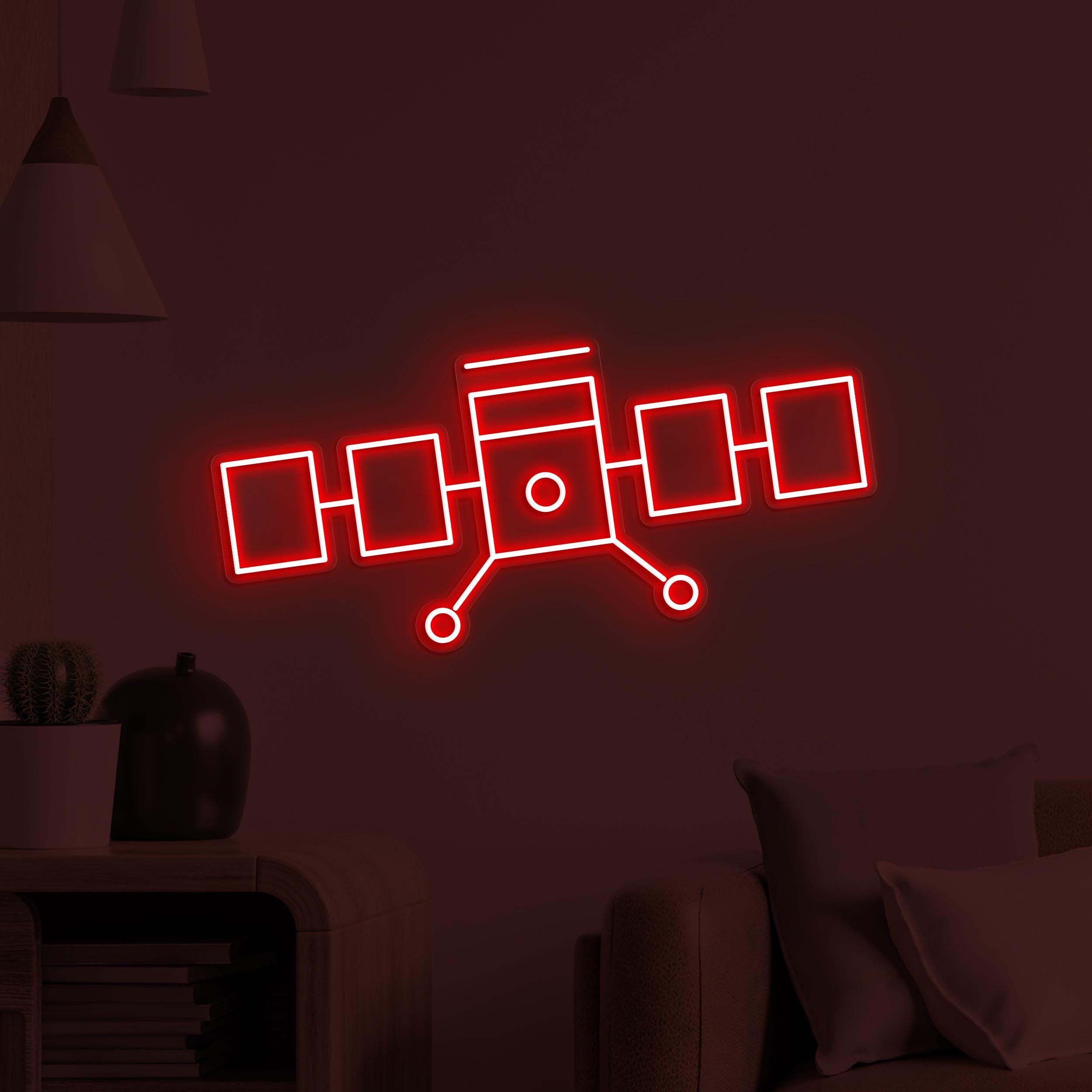 Satellite Neon Sign, Satellite LED Light, Space Satellite Wall Decor, Home Wall Art, Planet Neon Decor, Cafe and Bar Neon Light, Custom Sign