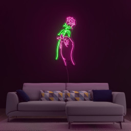 Hand of Love Neon Sign, LED Lights, Gift for Her, Bedroom Decor, Home and Bar Decor, Hand Holding Flower Neon Sign, Rose LED Neon,Wall Decor