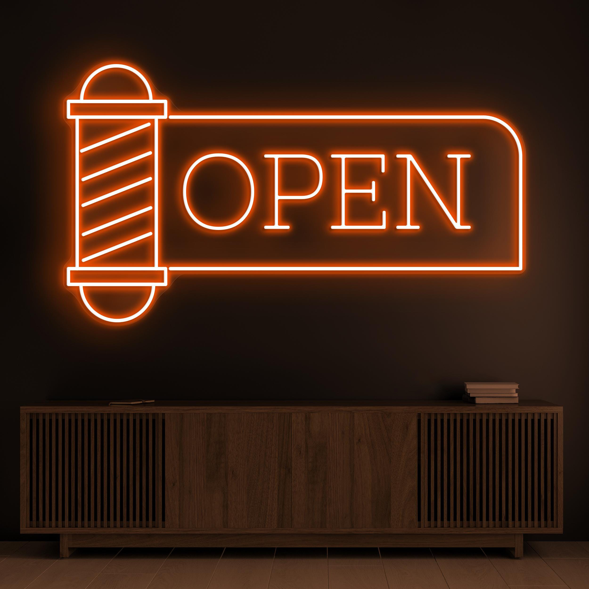Open Neon Sign, Open LED Light, Barber Pole Wall Decor, Shaving Salon Wall Art, Hair Beauty Bar Neon Sign, Haircut Sign, Beauty Salon Art