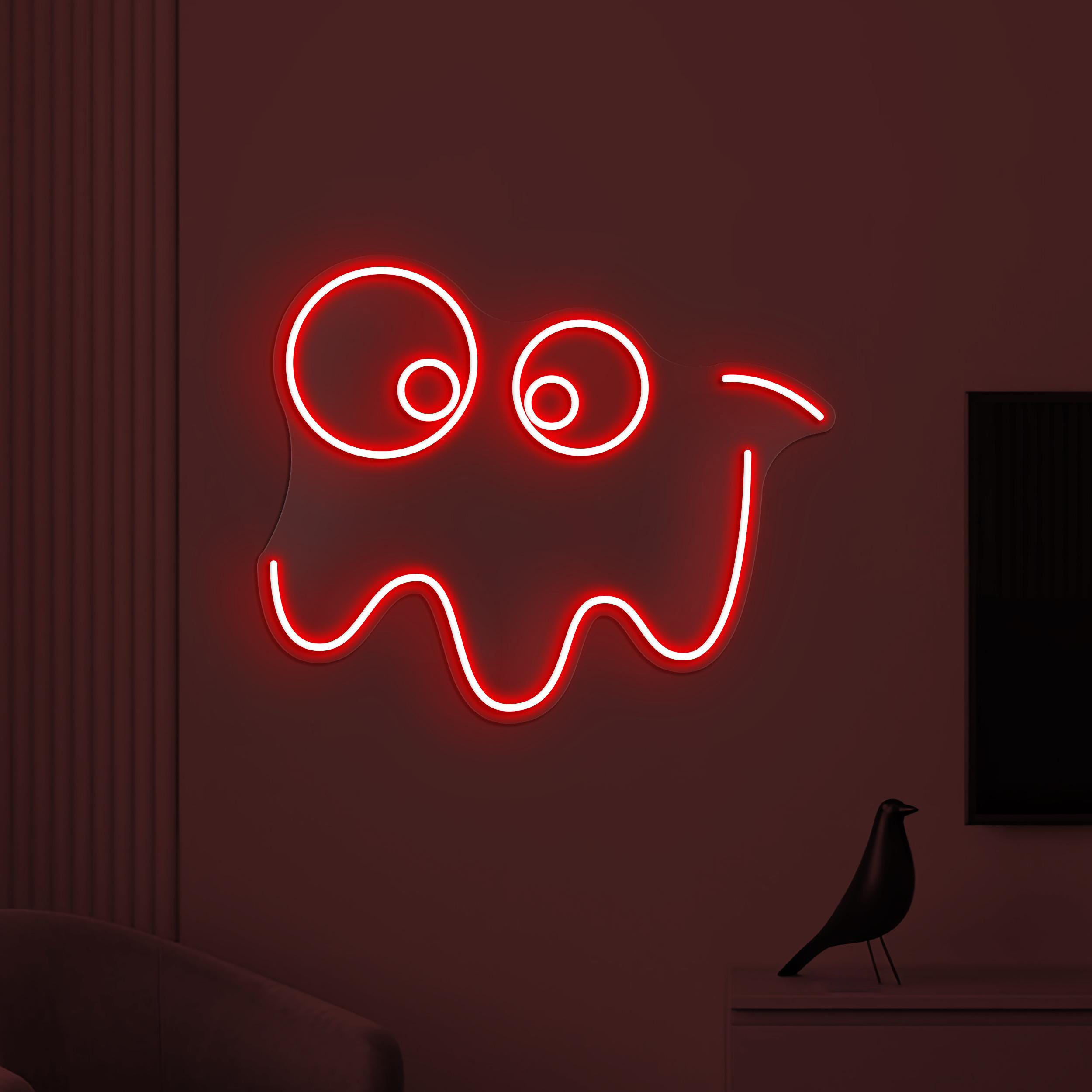 Ghost Emoji Neon Sign, Ghost Emoji LED Light, Zigzag Lips Wall Art, Spooky Face Wall Decor, Custom SIgn, Home Wall Art, Game Room Neon Light