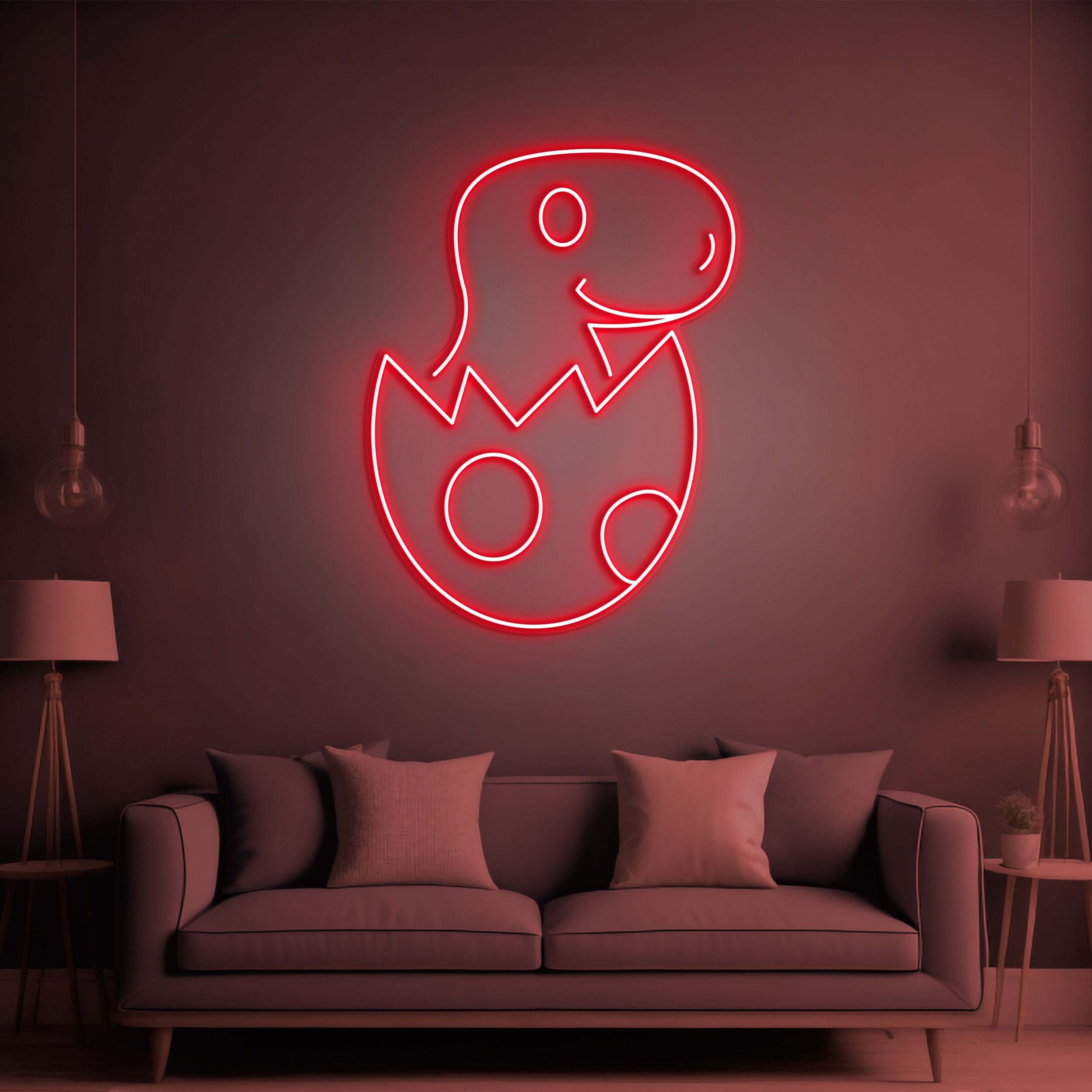 Dino Egg Neon Sign, Dinosaur Night Light, Dino Baby Neon Light, Wall décor for Kids' Bedroom Decor, Gift for Home Parties and Holiday Décor