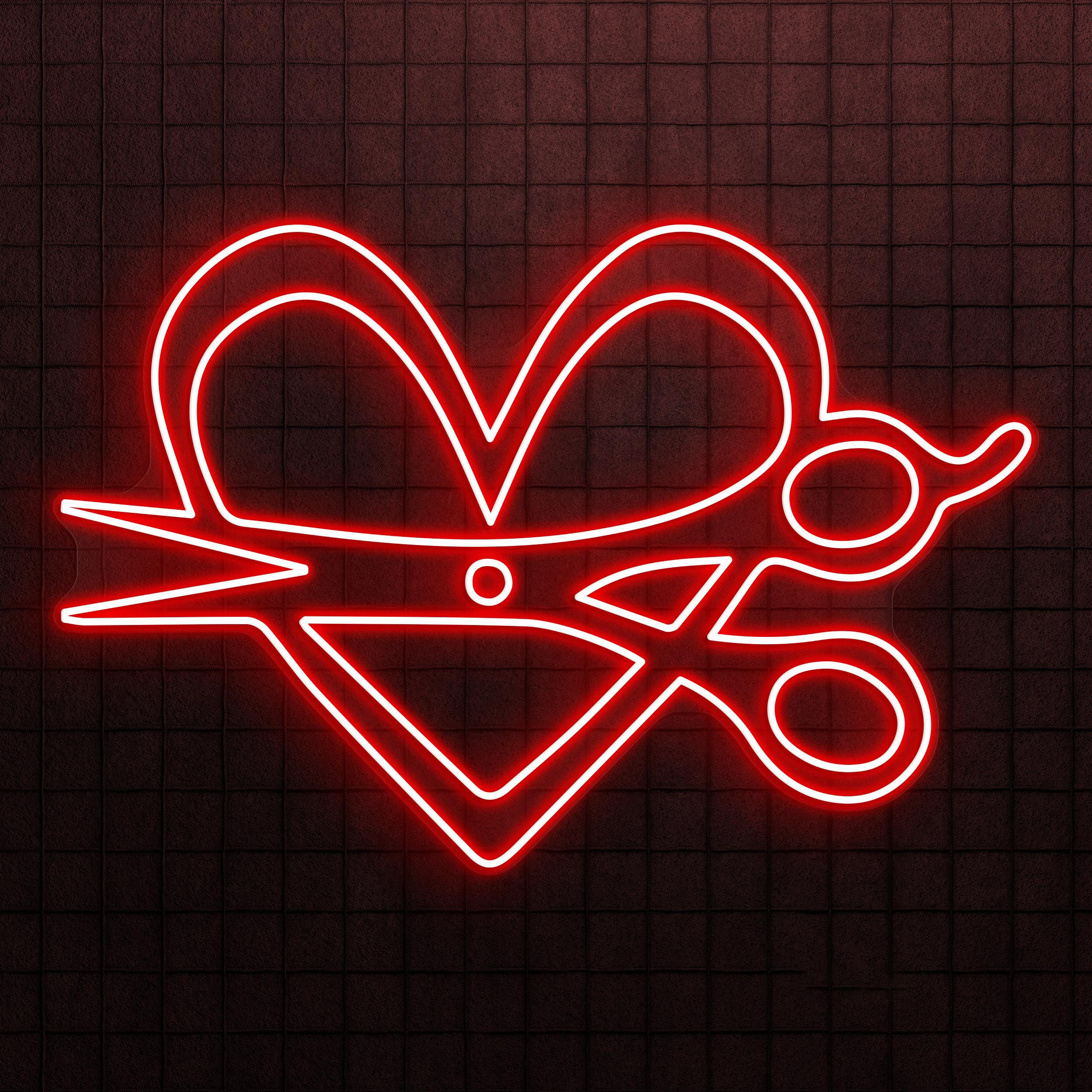 Heart Scissors Neon Sign, Heart Scissors LED Light, Love Cut Wall Art, Stylist Heart Wall Decor, Beauty Love Sign, Barber Shop Neon Light