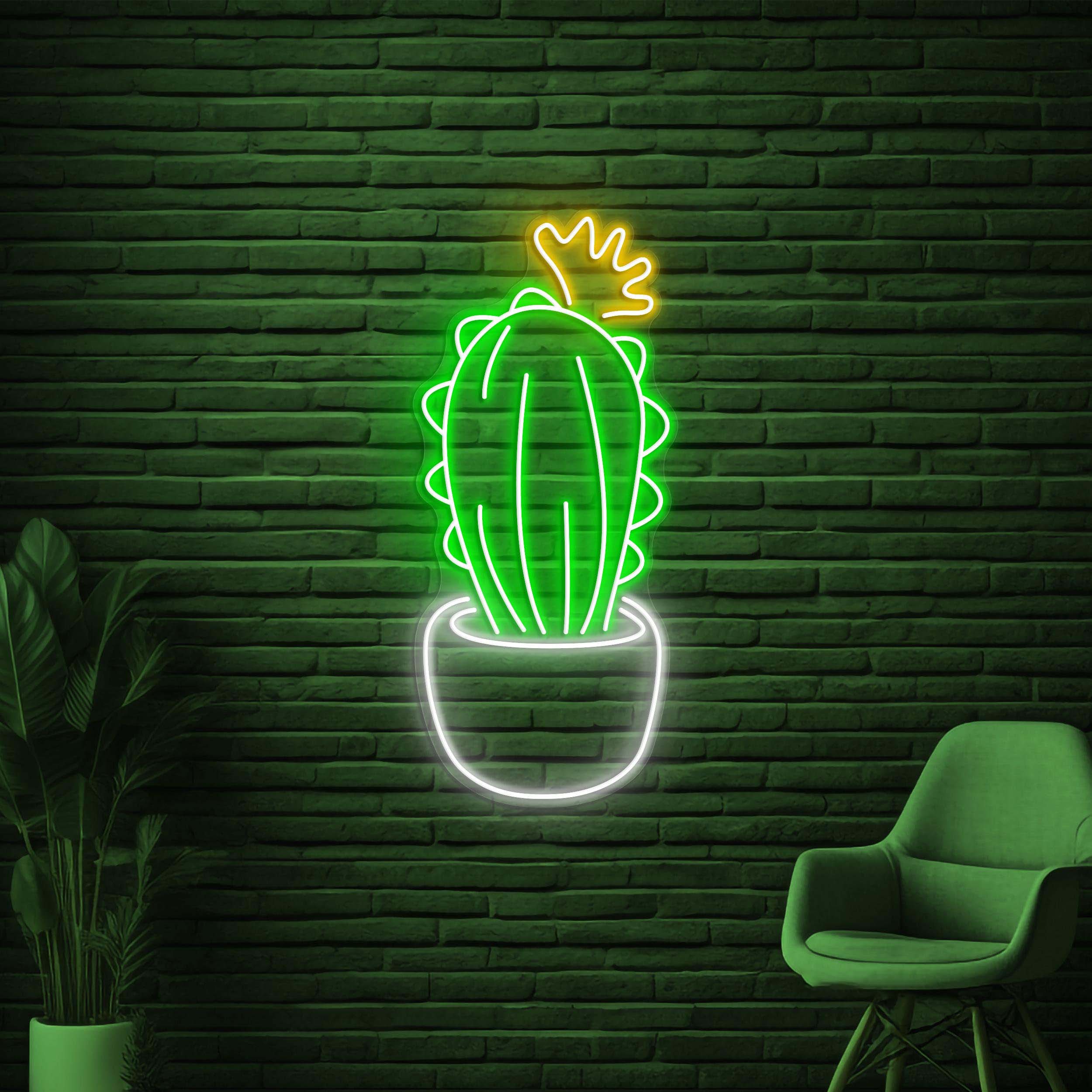 Cactus Neon Sign, Cactus LED Sign, Plant Wall Decor, Plant Shop Wall Art, Personalized Sign, Home Wall Art, Kids Room Decor, Flower Shop Art