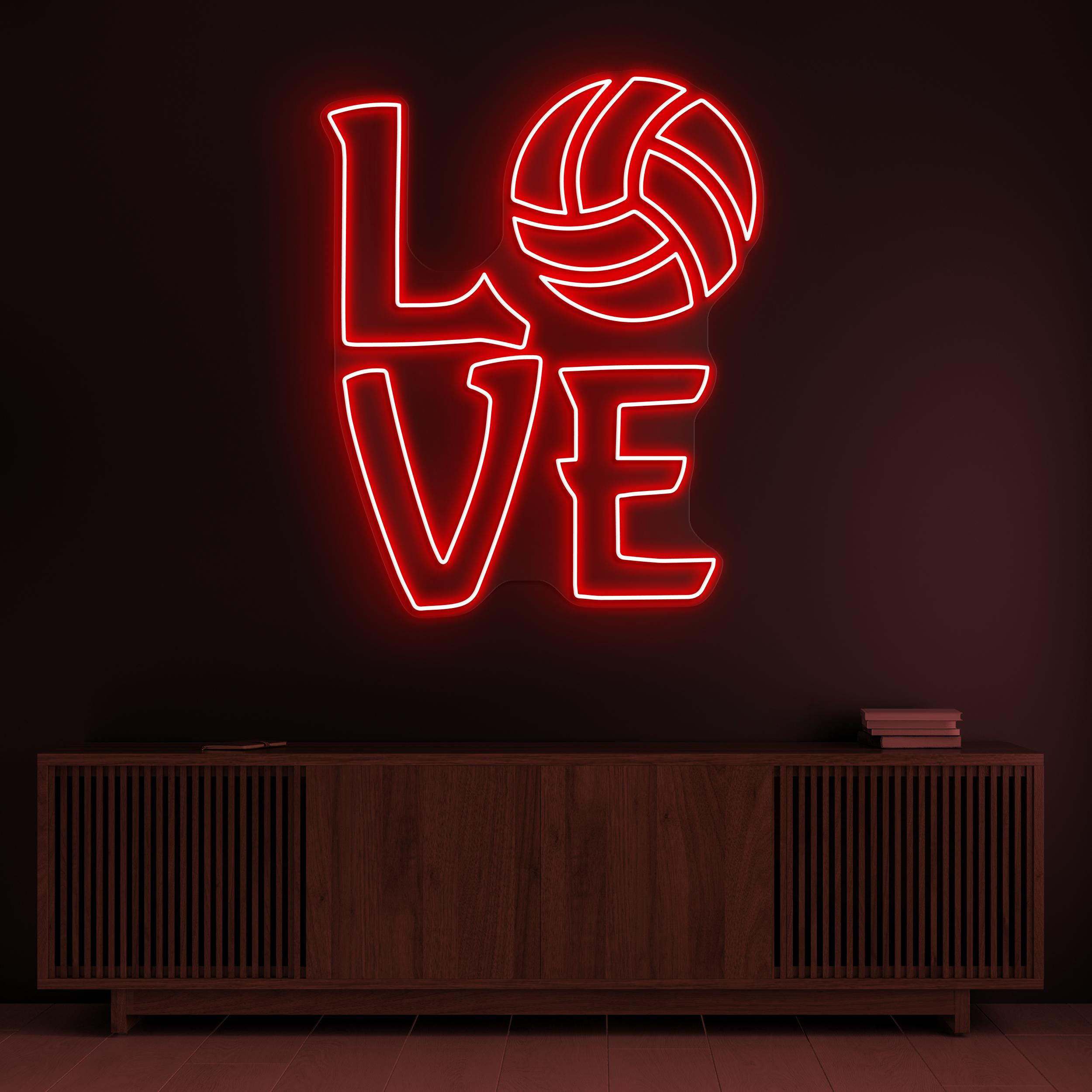 Volleyball Love Neon Sign, Volleyball Love LED Light, Love Logo Wall Decor, Volleyball Lover Gift, Couple Room Neon Light, Sports Shop Decor