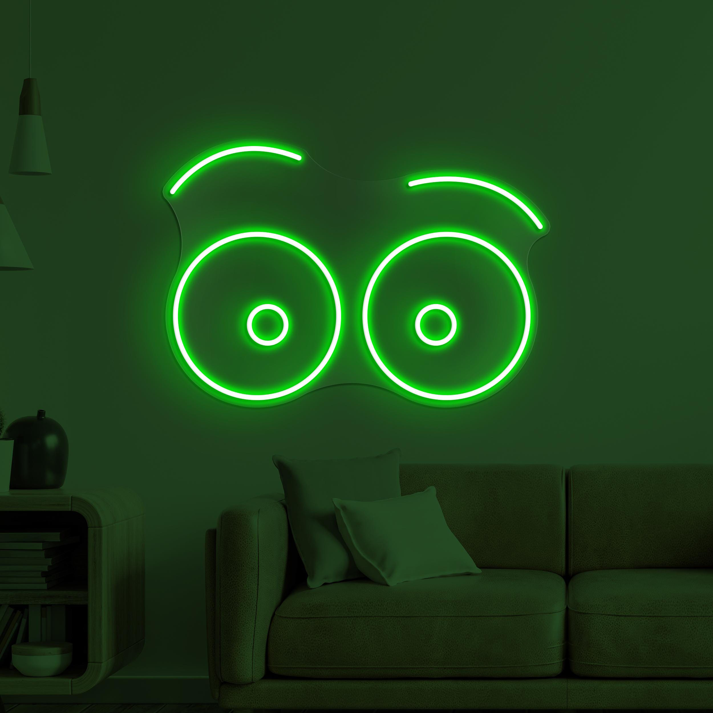 Eye Emoji Neon Sign, Eyebrows LED Light, Surprised Eyes Wall Decor, Quirky Face Wall Art, Nursery Room Neon Light, Home Wall Art, Cafe Decor