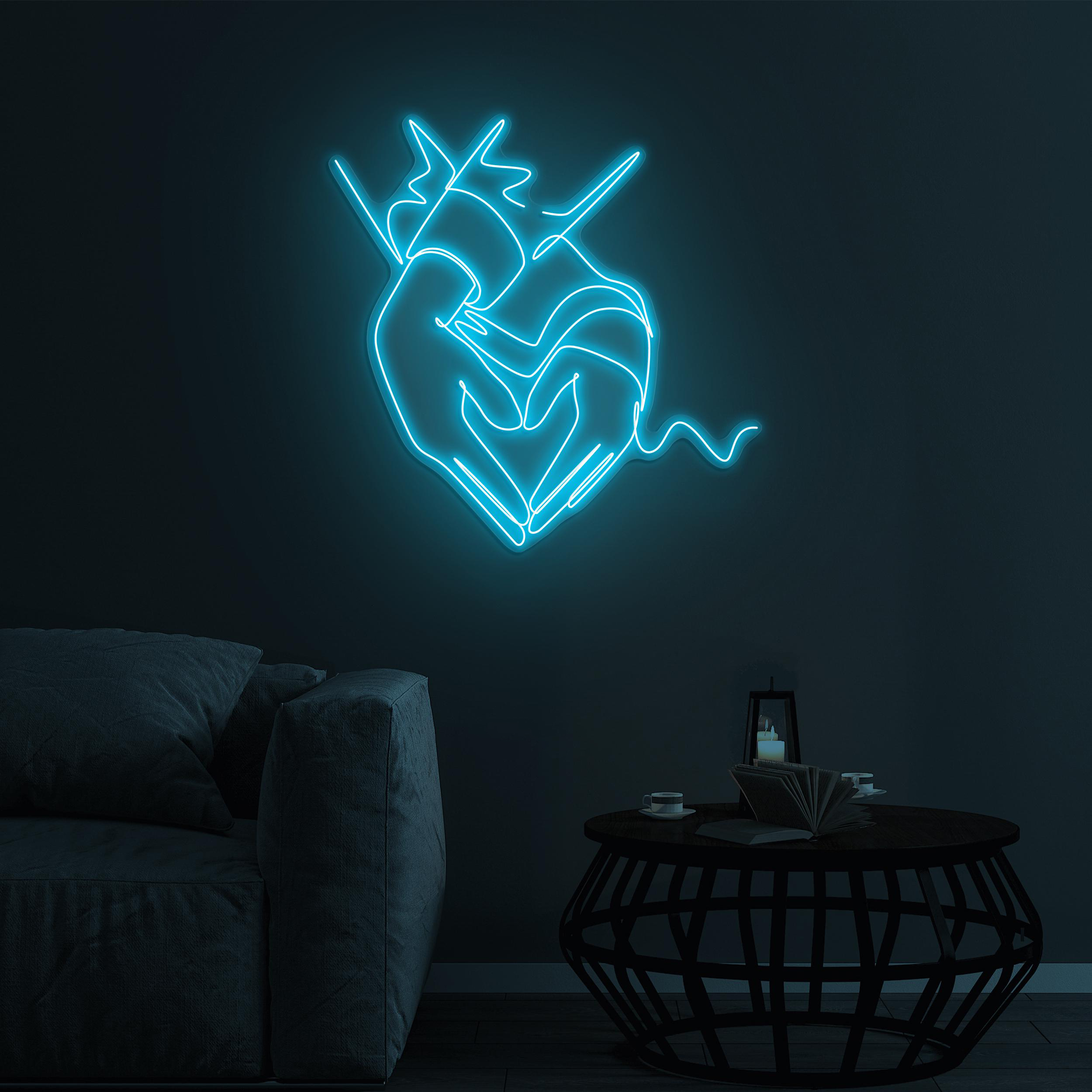 Holding Hands Heart Neon Sign, Holding Hands Heart LED Light, Romantic LED Neon Art, Couple Wall Decor, Home Wall Art, Romantic Love Sign