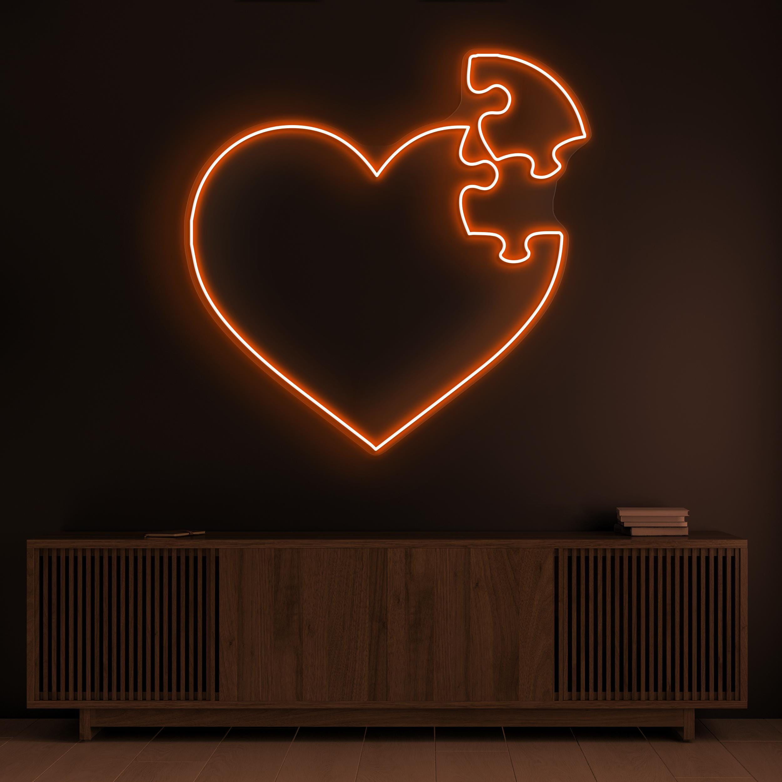 Heart Puzzle Neon Sign, Heart Puzzle LED Light, Love Hearts Wall Decor, Wedding Party Wall Art, Love Led Neon Sign, Couple Room Decor, Gift