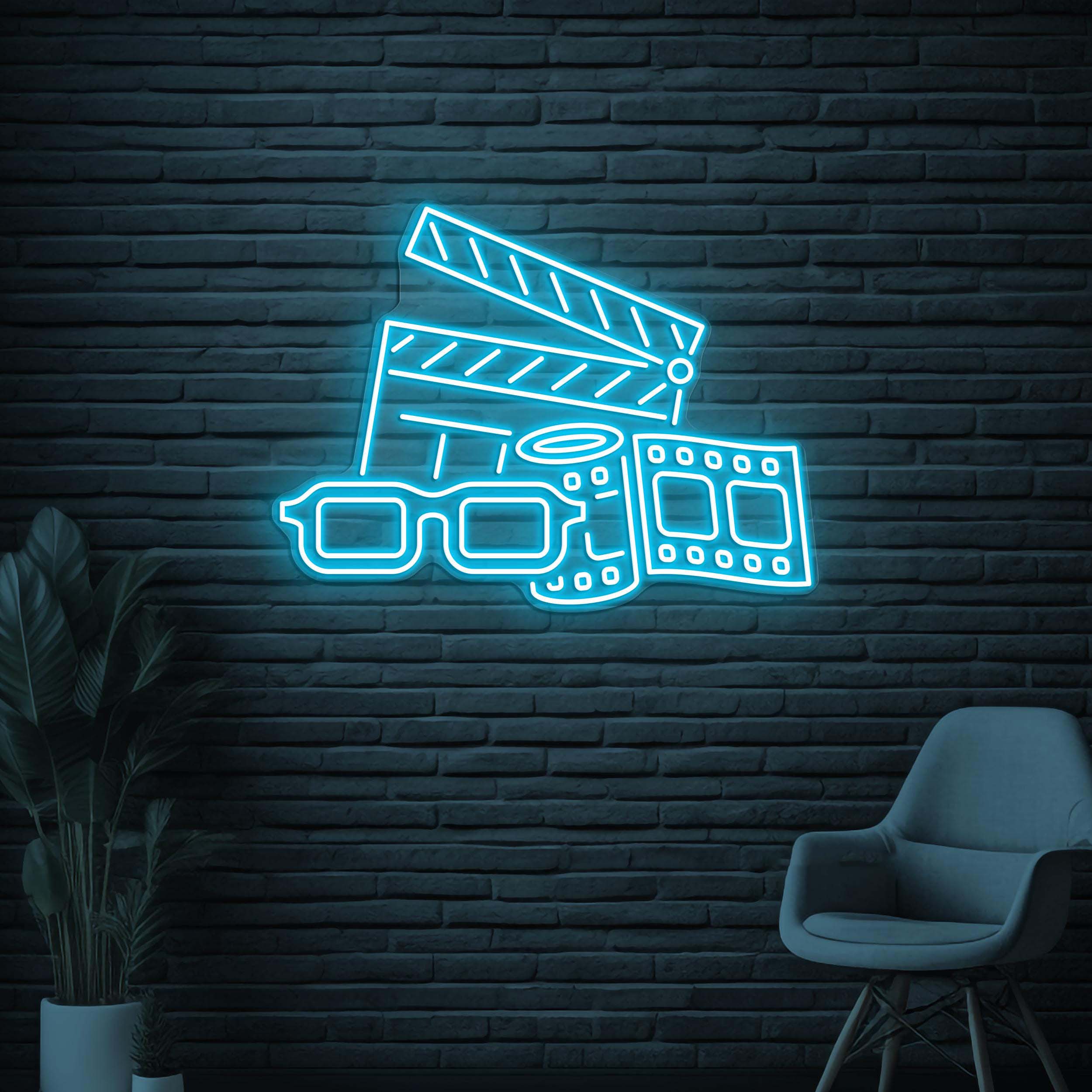 3D Cinema Neon Sign, 3D Cinema Glasses LED Light, Cinema Room Decor, Movie Magic Decor, Movie Action Sign, Movie Lover Gift, Home Wall Art