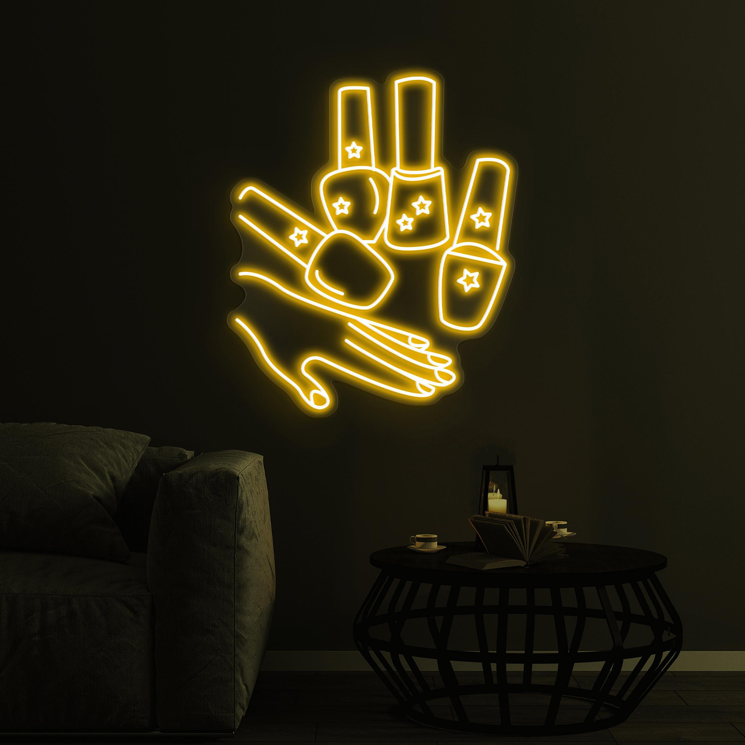 Hand & Nail Polish Neon Sign, Nail Polish LED Light, Nail Polish Hand LED Neon Art, Salon Neon Sign, Nail Artist Home Decor, Girly Room Art
