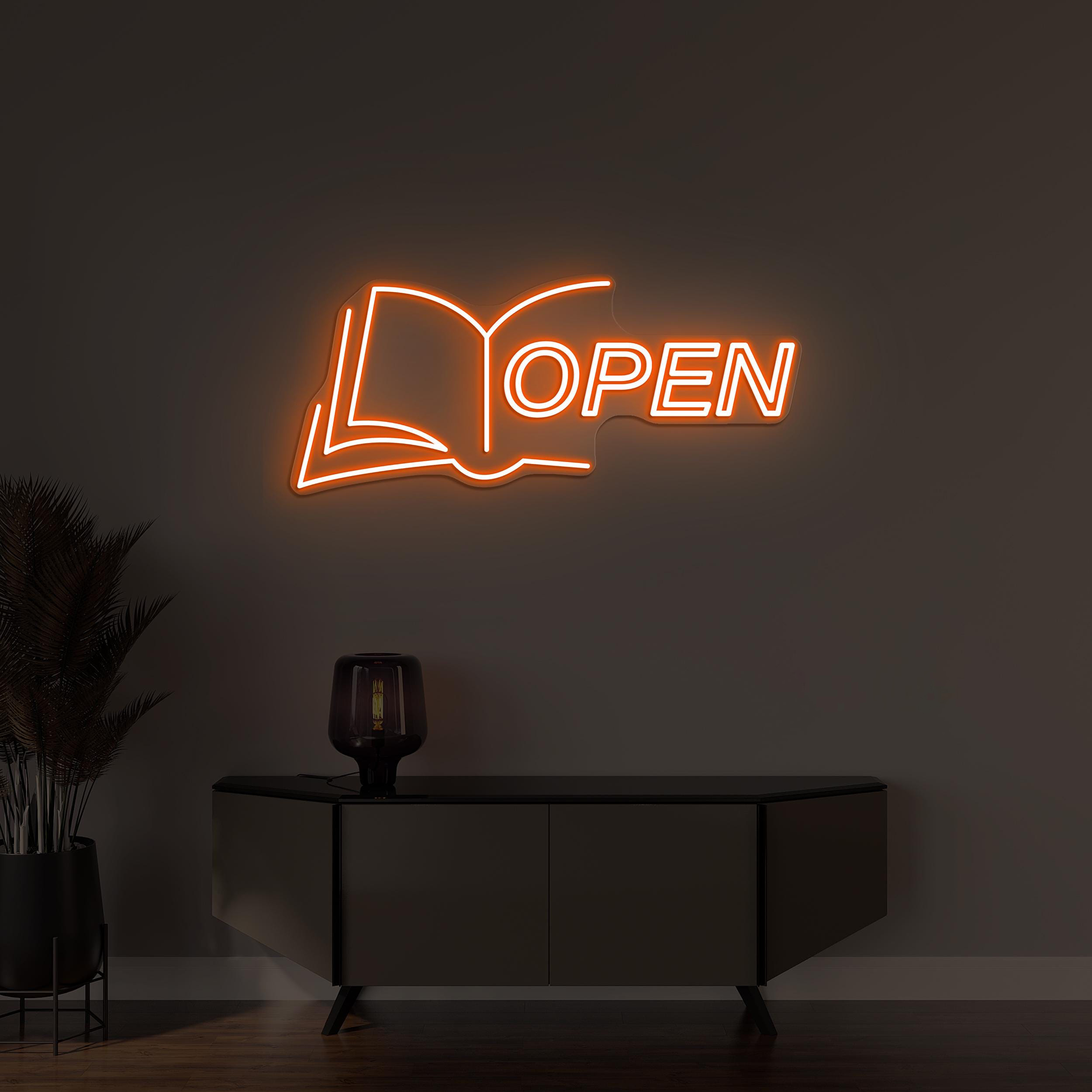 Open Book Neon Sign, Book Open LED Light, Book Open Shop Neon Light, Book Store Wall Decor, Books Lover Gift, Library Wall Art, Bookish Sign