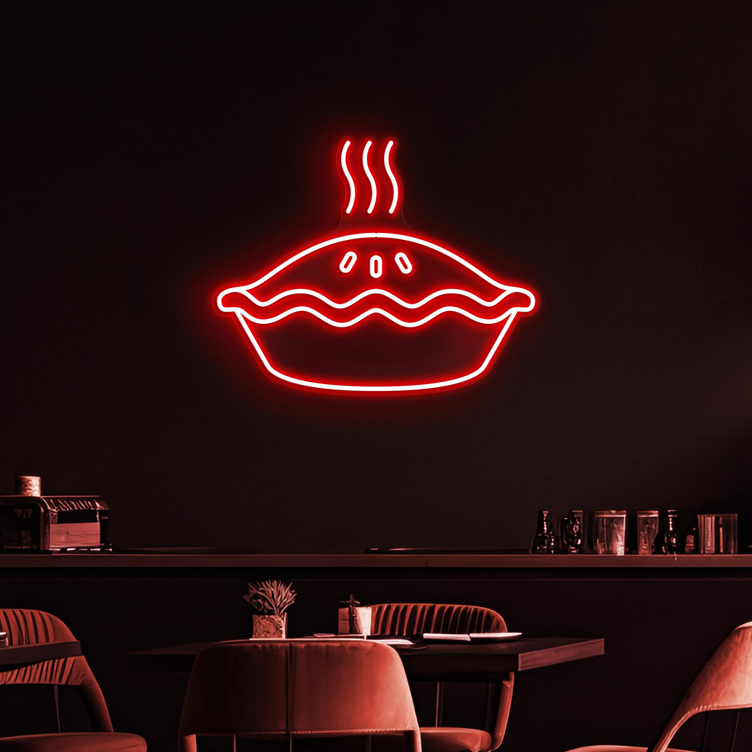 Pie Neon Sign, Apple Pie LED Light, Dessert Neon Light, Bakery Wall Decor, Pie Kitchen Wall Art, Cafe & Bar Neon Light, Cake Store Wall Sign