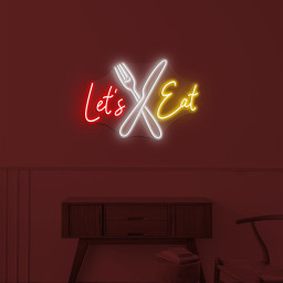 Let's Eat Neon Sign, Let's Eat LED Light, Dinning Room Decor, Knife & Fork Sign, Restaurant Wall Art, Kitchen Wall Neon Art, Cafe Neon Art