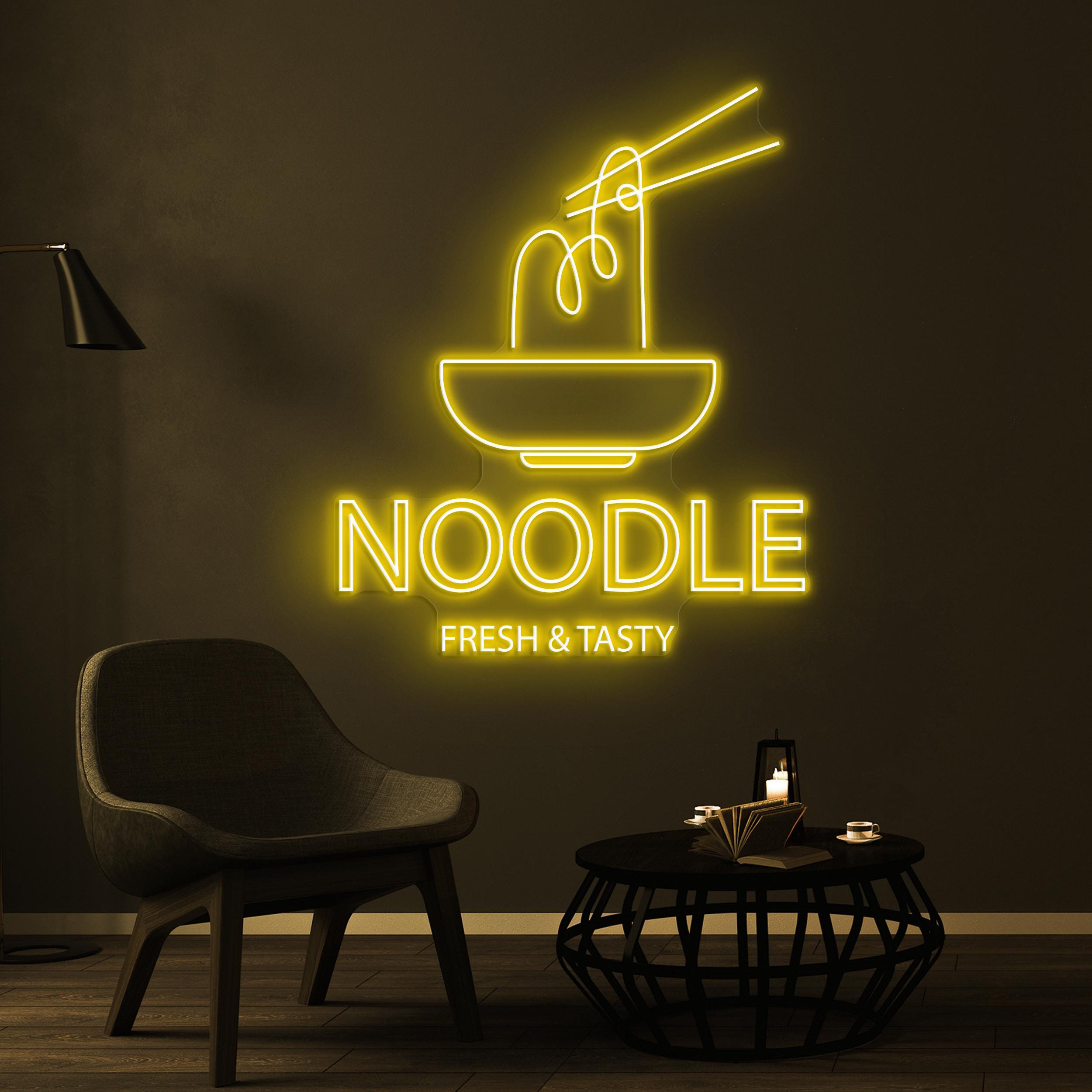 Noodles Neon Sign, Noodles LED Light, Fresh & Tasty Wall Decor, Noodles Bowl Wall Art, Kitchen Art, Ramen Shop Decor, Asian Restaurant Sign