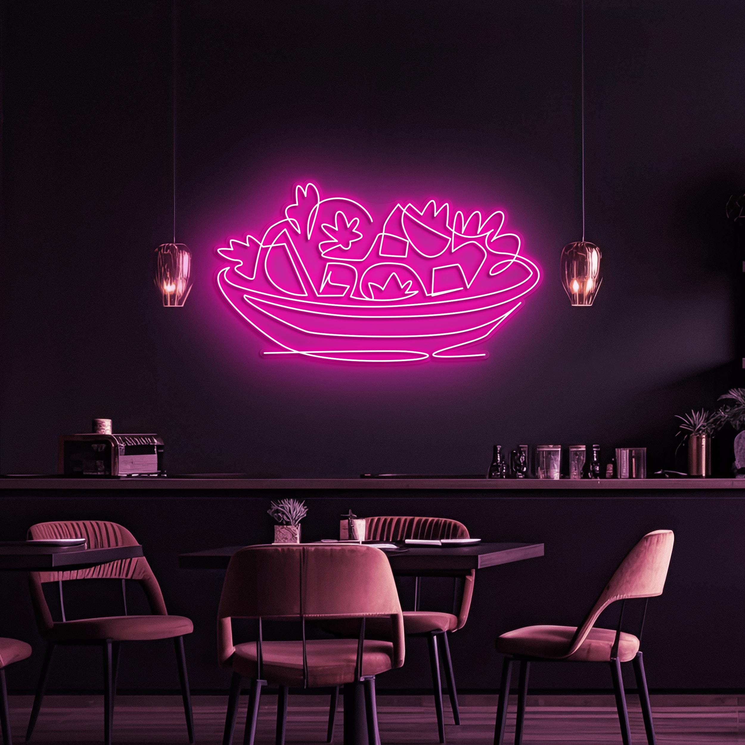 Salad Neon Sign, Salad LED Light, Healthy Food LED Neon Art, Restaurants Wall Decor, Salad Lover, Kitchen Wall Art, Bar & Cafe Decor, Gift