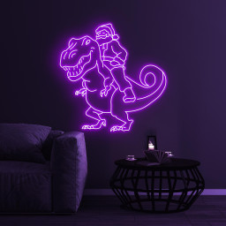 Santa on Dinosaur Neon Sign, Santa on Dinosaur LED Light, Christmas Art, Santa Claus Decor, Dino Art, Kids & Game Room Decor, Christmas Gift
