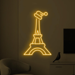 Tower Neon Sign, Christmas Eiffel Tower LED Sign, Christmas Party Wall Art, Eiffel Tower Wall Decor, Santa Hat LED Light, Kids room decor