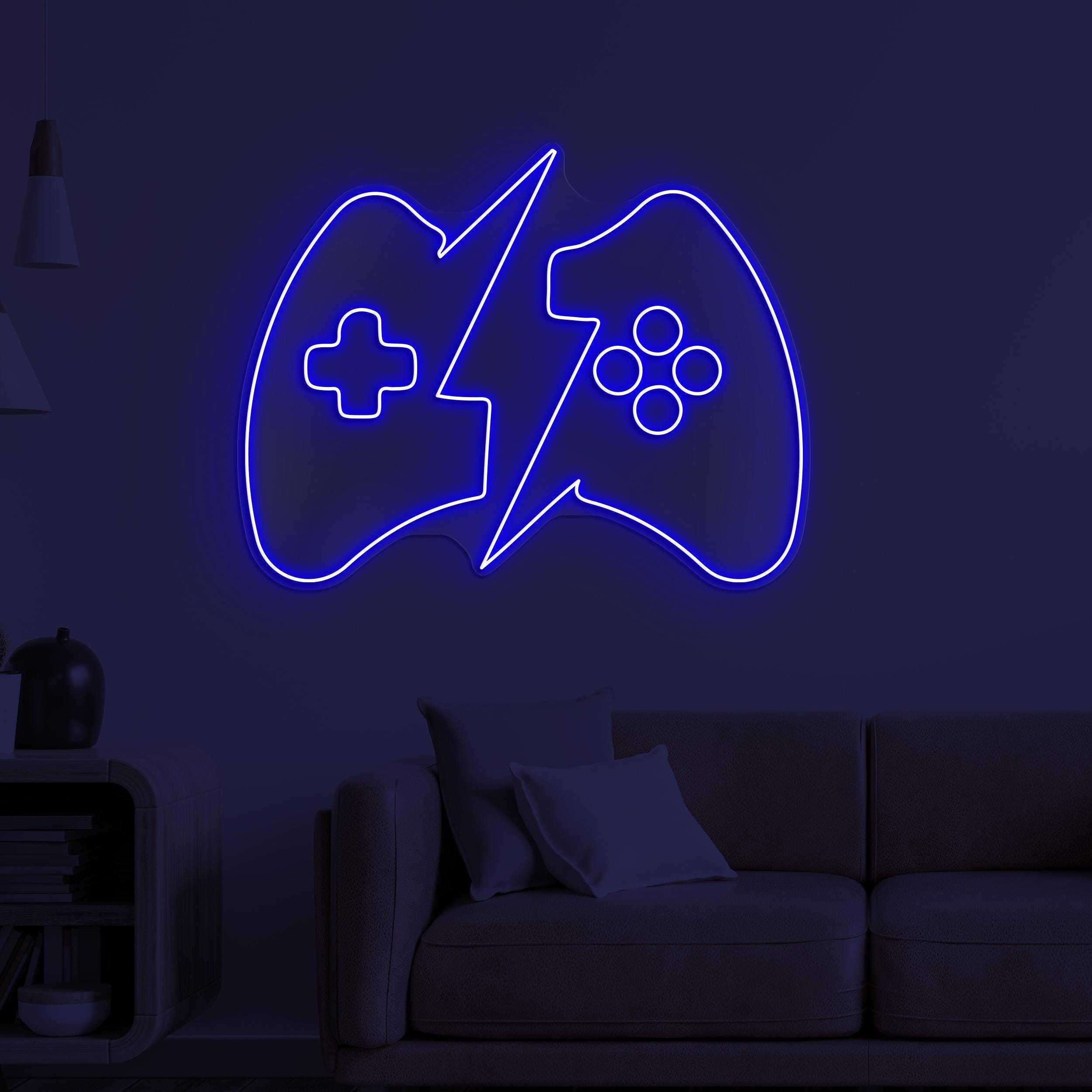 Game Controller Neon Sign, Lightning Game Controller Light, Game Wall Decor, Game Room Neon Light, Boy Room Gift, Kids Room Decor, Gift Idea