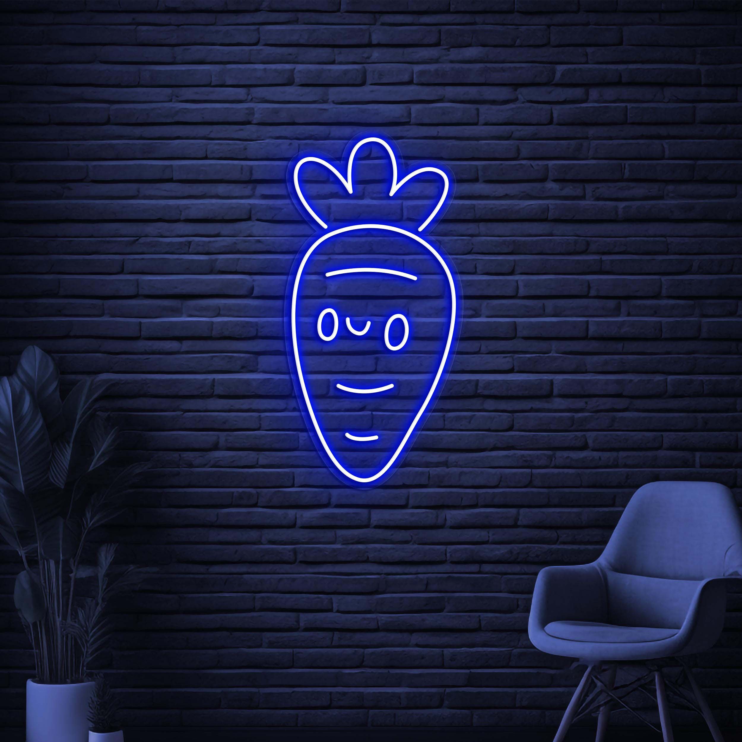 Carrot Neon Sign, Cute Carrot LED Light, Carrot Face Wall Decor, Vegetable Shop Neon Light, Custom Sign, Nursery Room Decor, Kitchen Decor