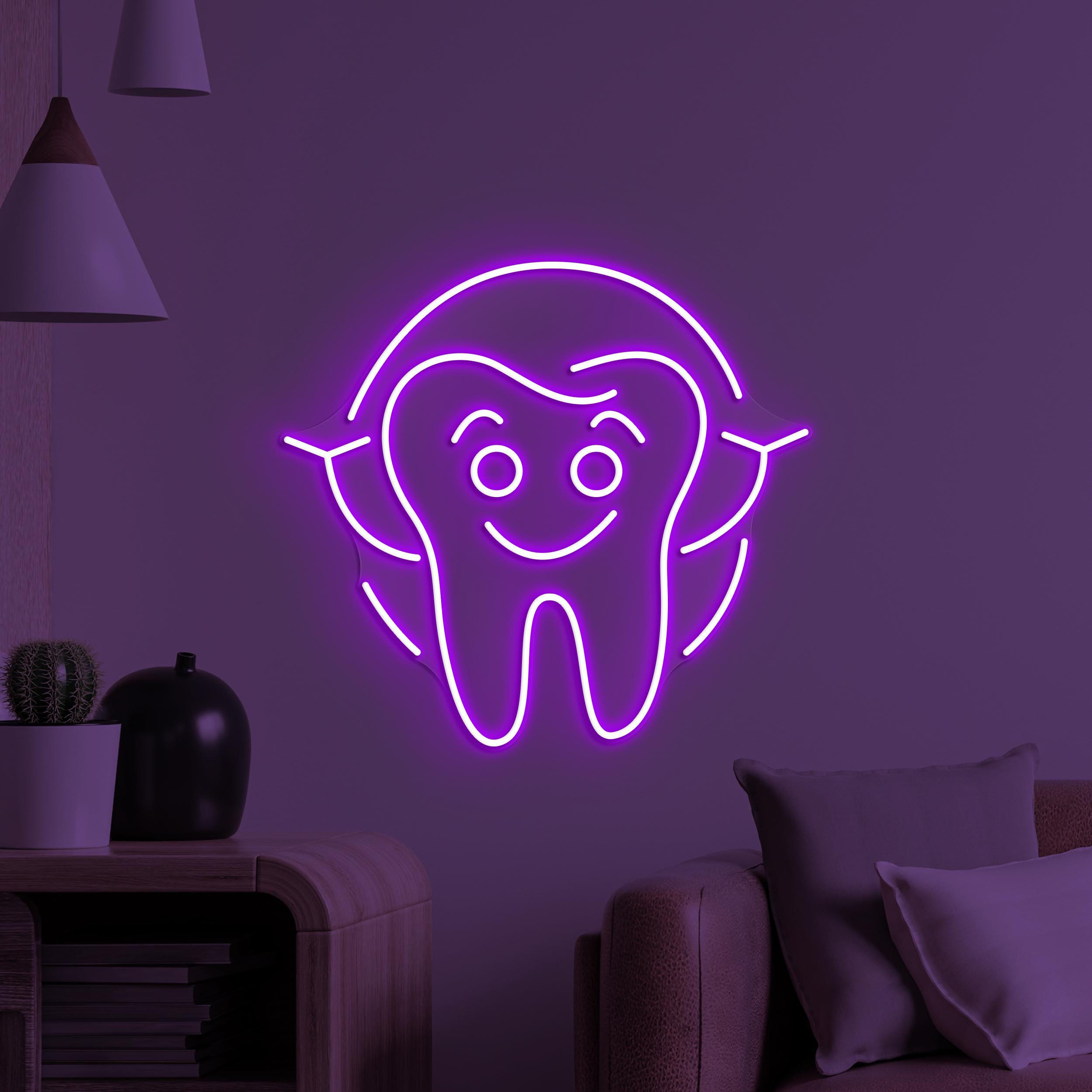 Smiling Tooth Neon Sign, Smiling Tooth LED Light, Teeth Wall Art, Teeth Hospital Neon Light, Dental Clinic Led Sign, Kids Room Neon Decor