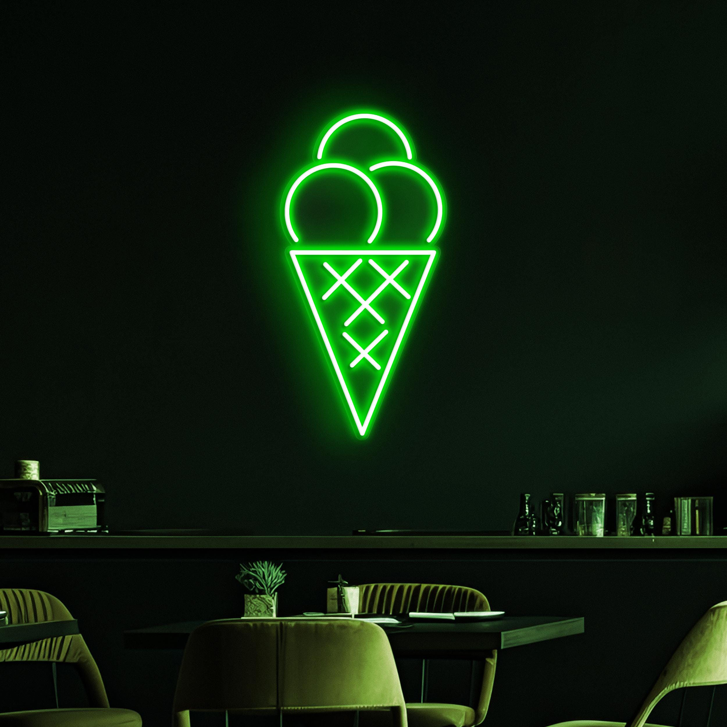 Cone Ice Cream Neon Sign, Cone Ice Cream LED Light, Bar and Cafe Neon Light, Ice Cream Shop Wall Decor, Dessert Spot Art, Kids Room Decor