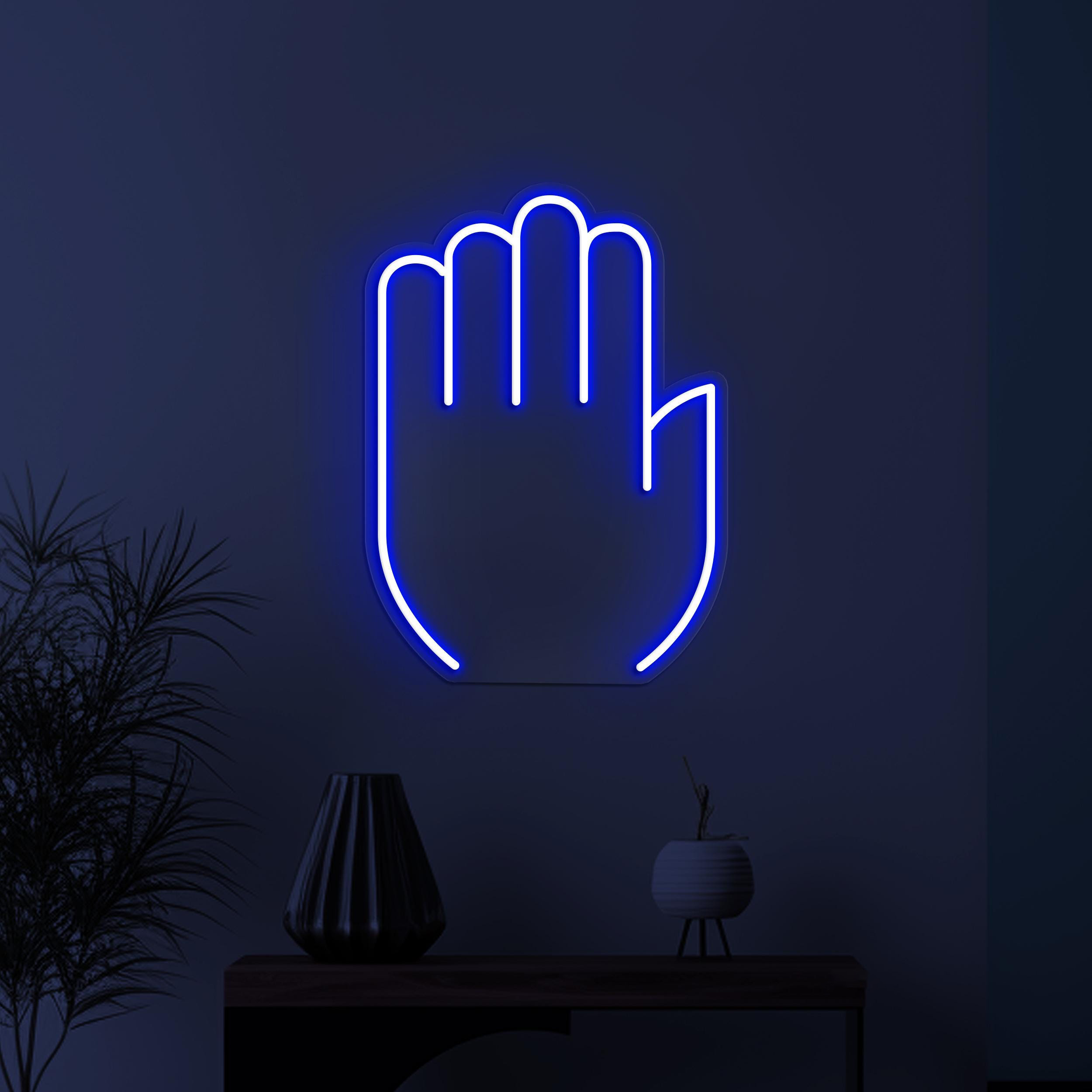 Hand Palm Neon Sign, Hand Palm LED Neon Art, Stop Hand LED Light, Halt Neon Sign, Home Wall Decor, Personalized Neon Sign, Office Neon Light