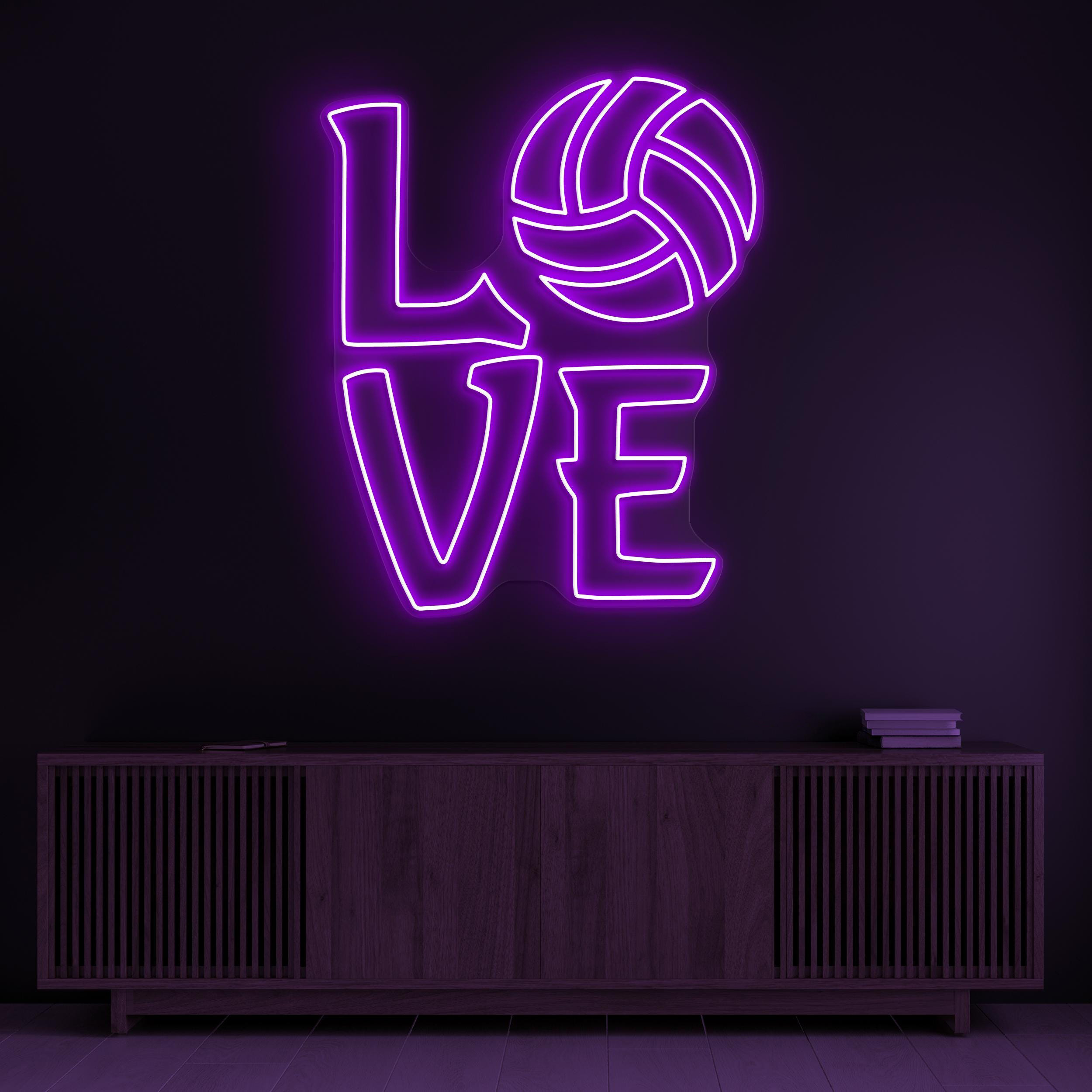 Volleyball Love Neon Sign, Volleyball Love LED Light, Love Logo Wall Decor, Volleyball Lover Gift, Couple Room Neon Light, Sports Shop Decor