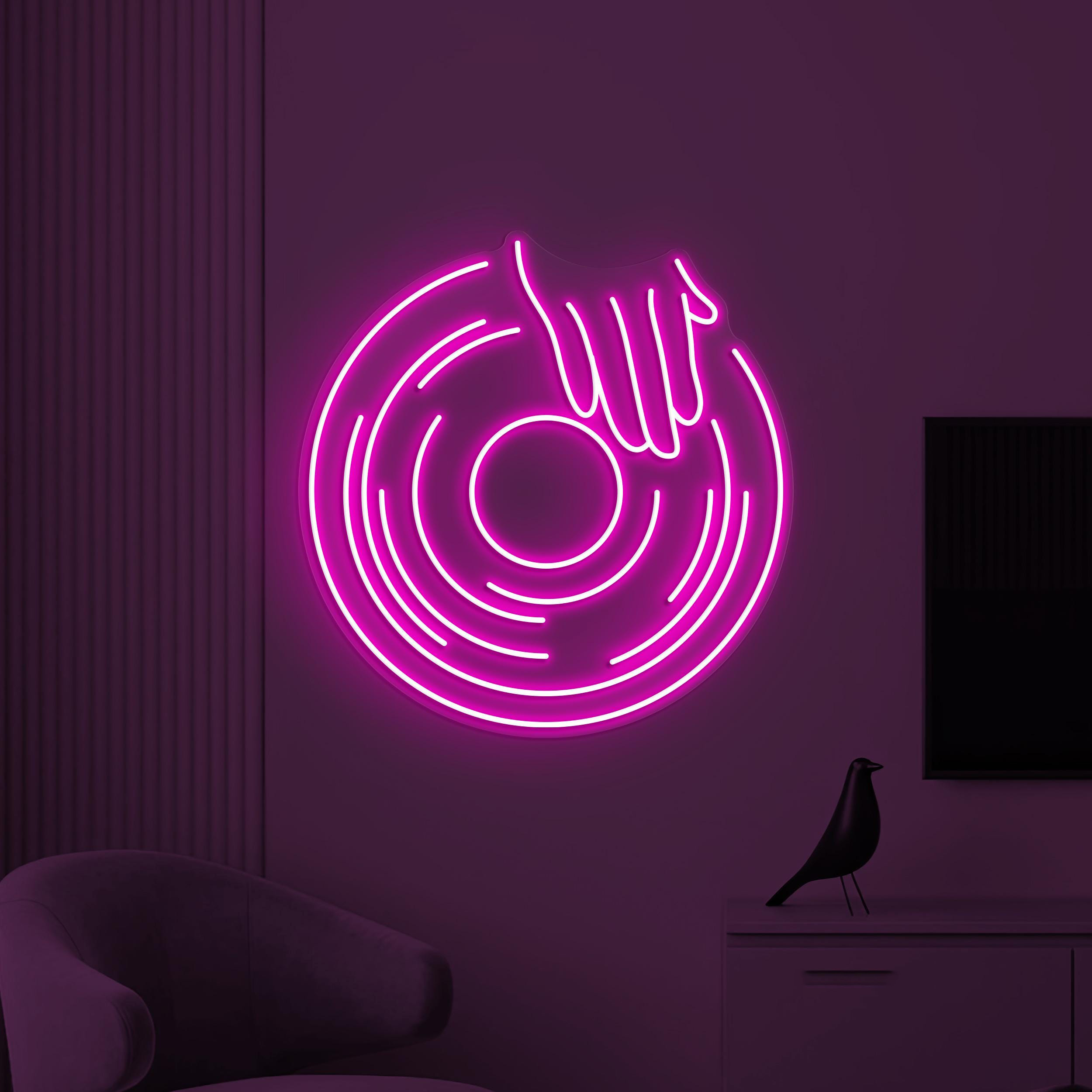 Vinyl Neon Sign, Vinyl Record LED Light, Vinyl Spin Wall Decor, Vinyl With Hand Wall Art, DJ Wall Light, DJ Room Neon Decor, Music Room Sign