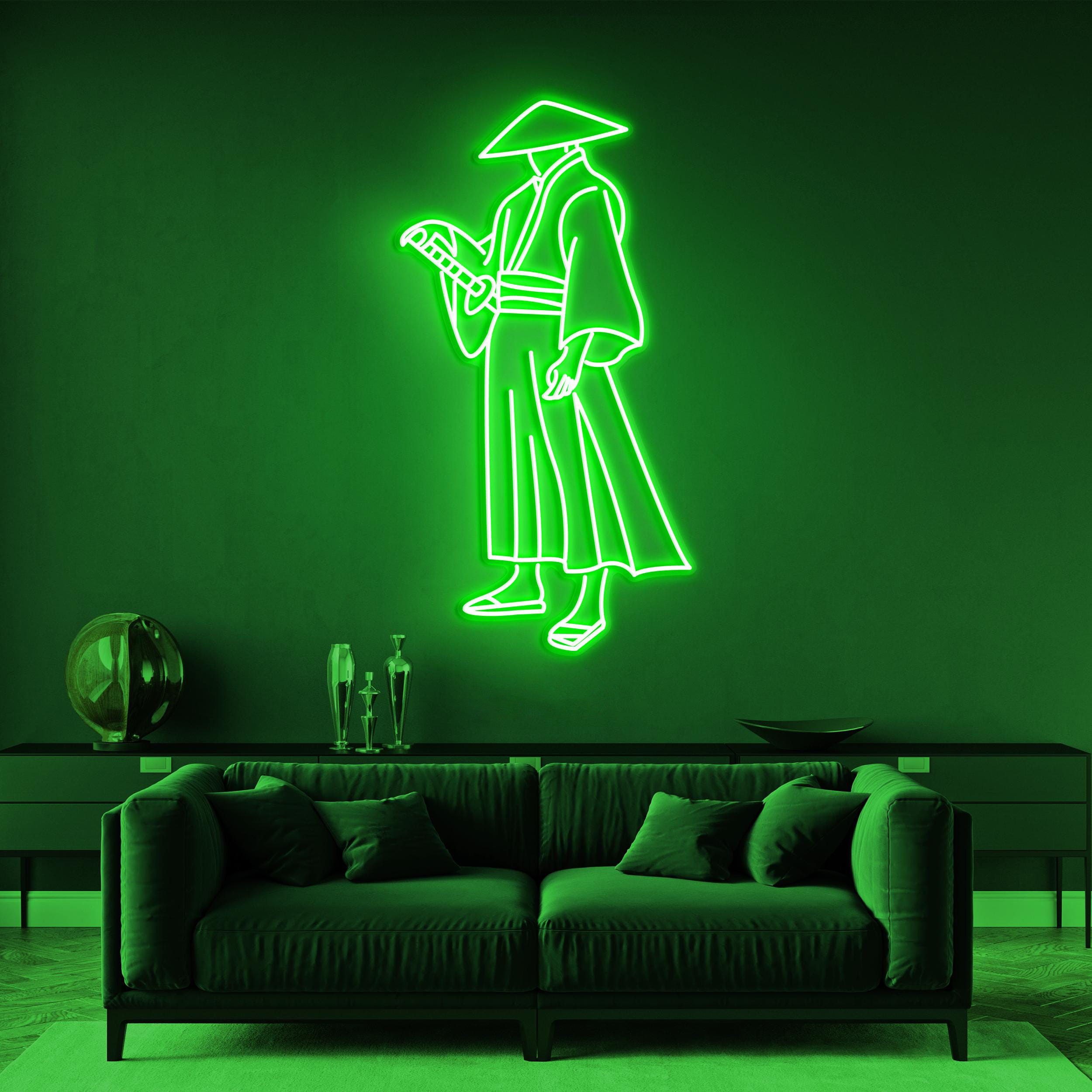 Samurai Neon Sign, Samurai LED Light, Japanese Warrior Wall Decor, Game Zone Art, Сartoon Character Sign, Ninja Man Decor for Anime Fans