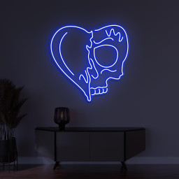 Heart and Skull Neon Sign, Heart and Skull LED Light, Custom Neon Sign, Halloween Wall Decor, Skull Head With Heart Sign, Skeleton Heart Art