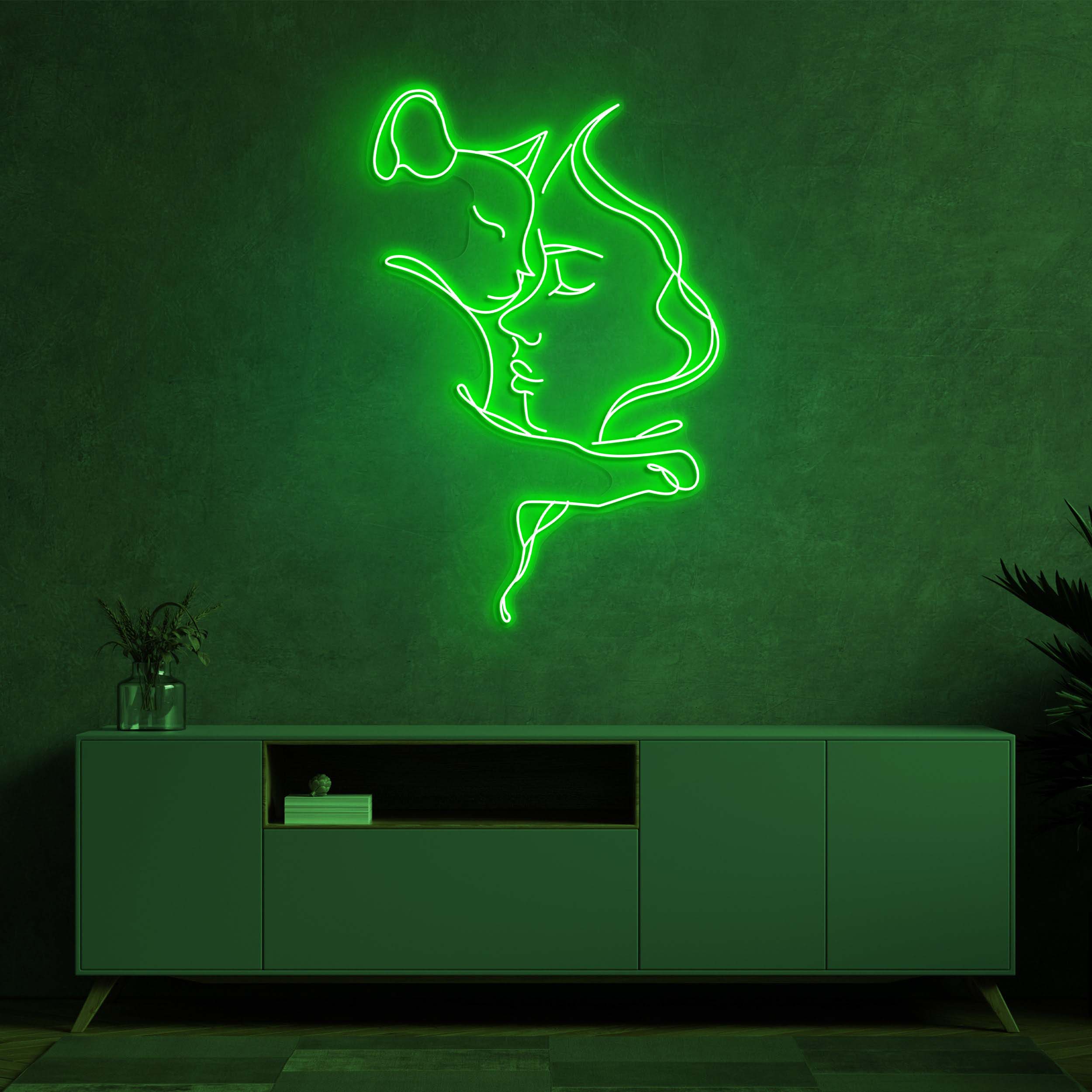 Cat and Woman Neon Light, LED Wall Light, Pet Lover's Home Decor, Hug Cat and Owner Neon Sign, Women Neon Light, Wall Art for Home,Gift Idea