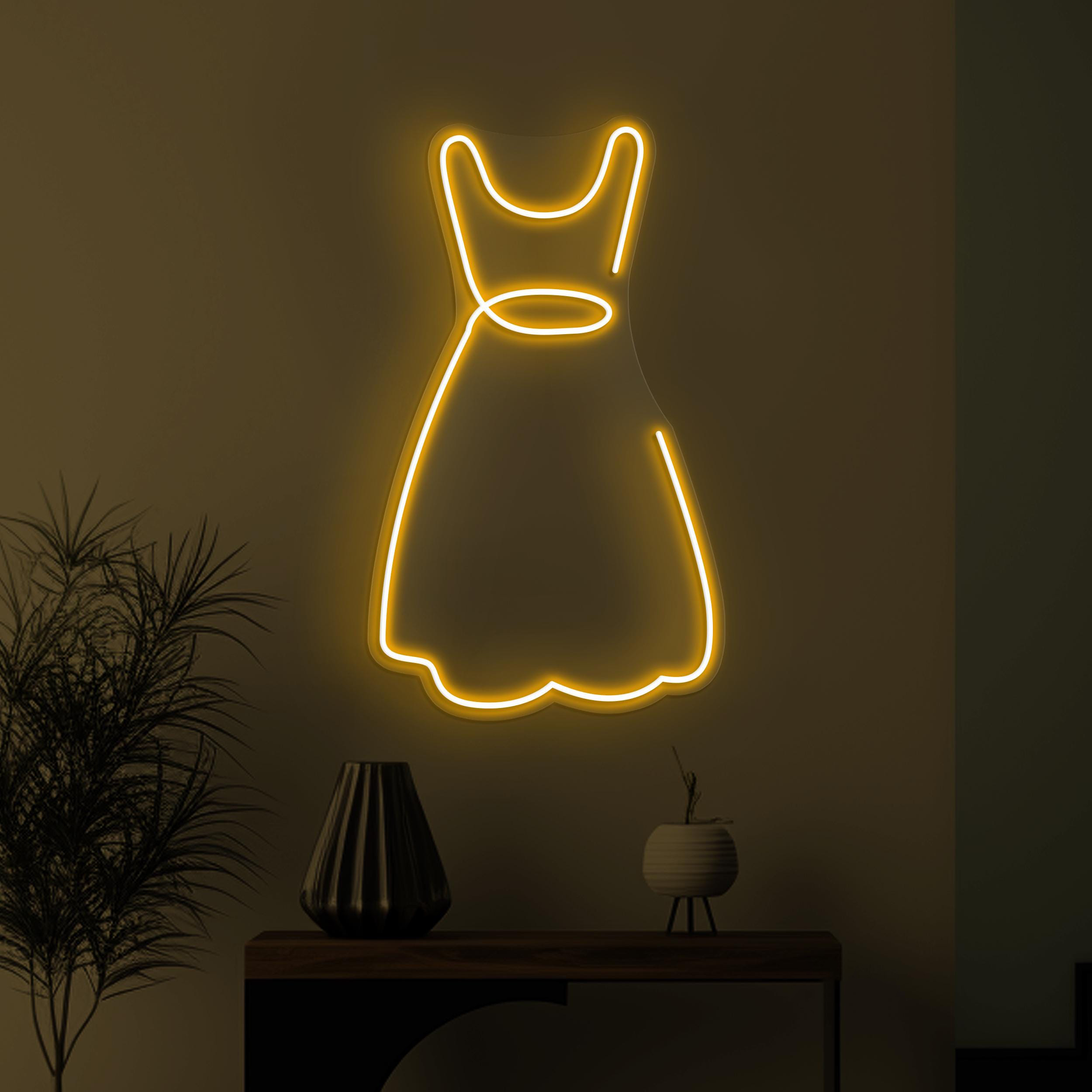 Dress Neon Sign, Dress LED Light, Flowing Dress Wall Art, Boutique Wall Decor, Fashion Neon Light, Led Shop Neon Decor, Custom Cloth Sign