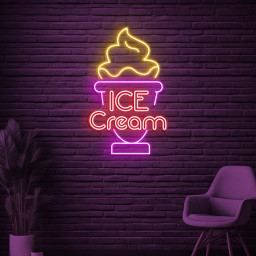 Ice Cream Neon Sign, Ice Cream LED Light, Sweet Dish Wall Decor, Ice Cream Cup Sign, Dessert Wall Art, Ice Cream Shop Decor, Ice Cream Lover