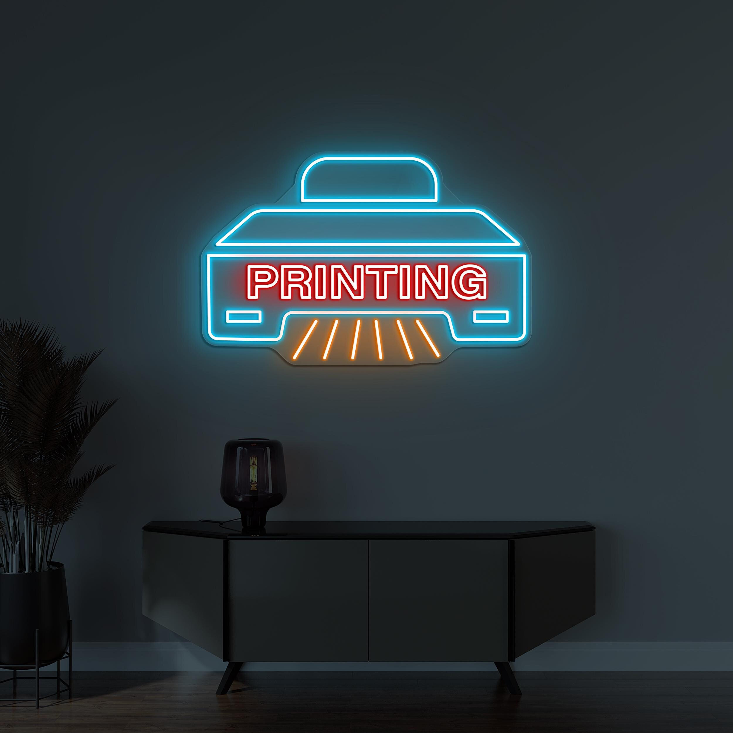 Printing Neon Sign, Printing LED Light, Printer Wall Decor, Photostat Shop Wall Art, Office Room Decor, Personalized Wall Art, Office Decor