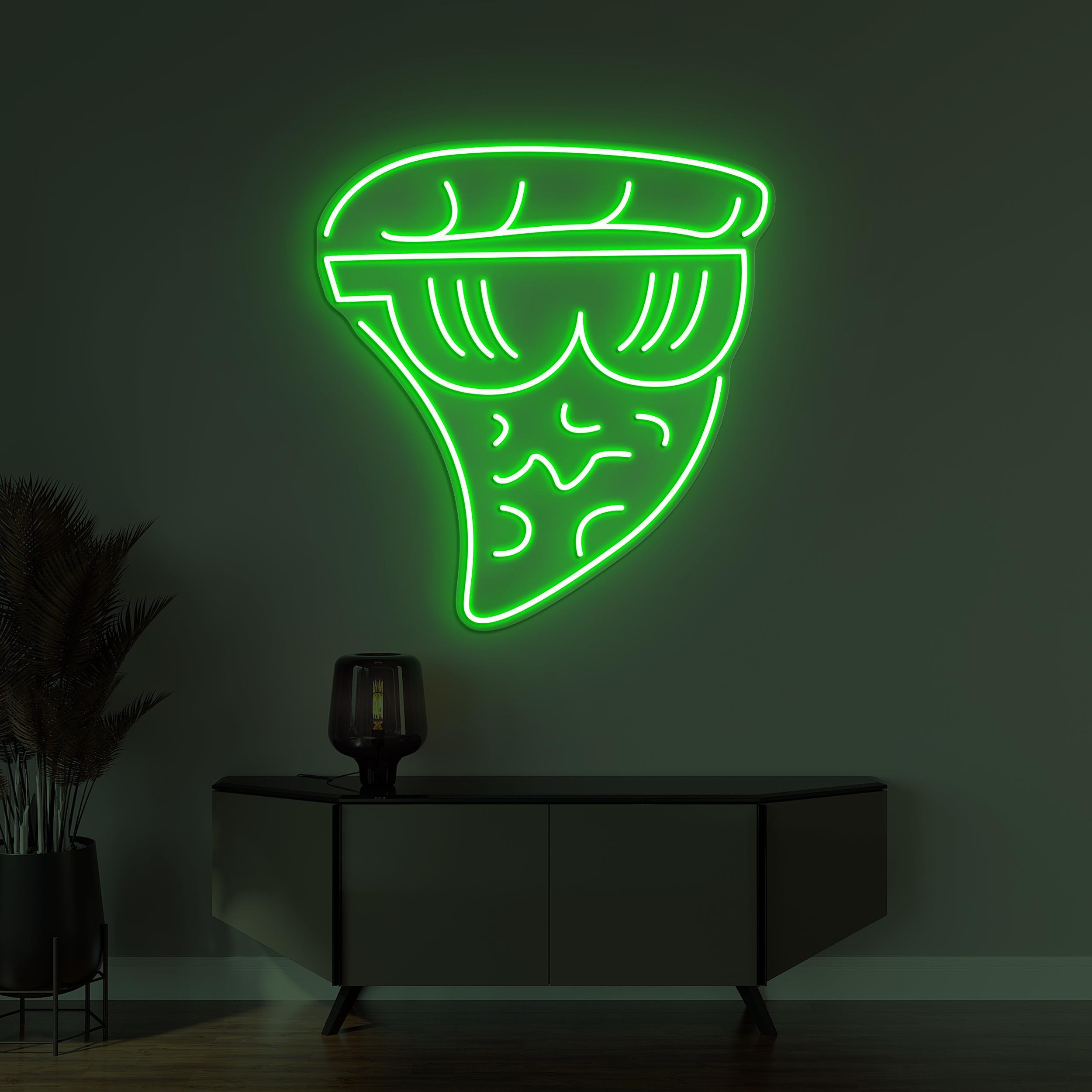 Pizza Slice Neon Sign, Pizza Slice With Sunglasses Light, Custom Neon Sign, Fast Food Restaurant Wall Decor, Kitchen Decor, Pizza Lover Gift