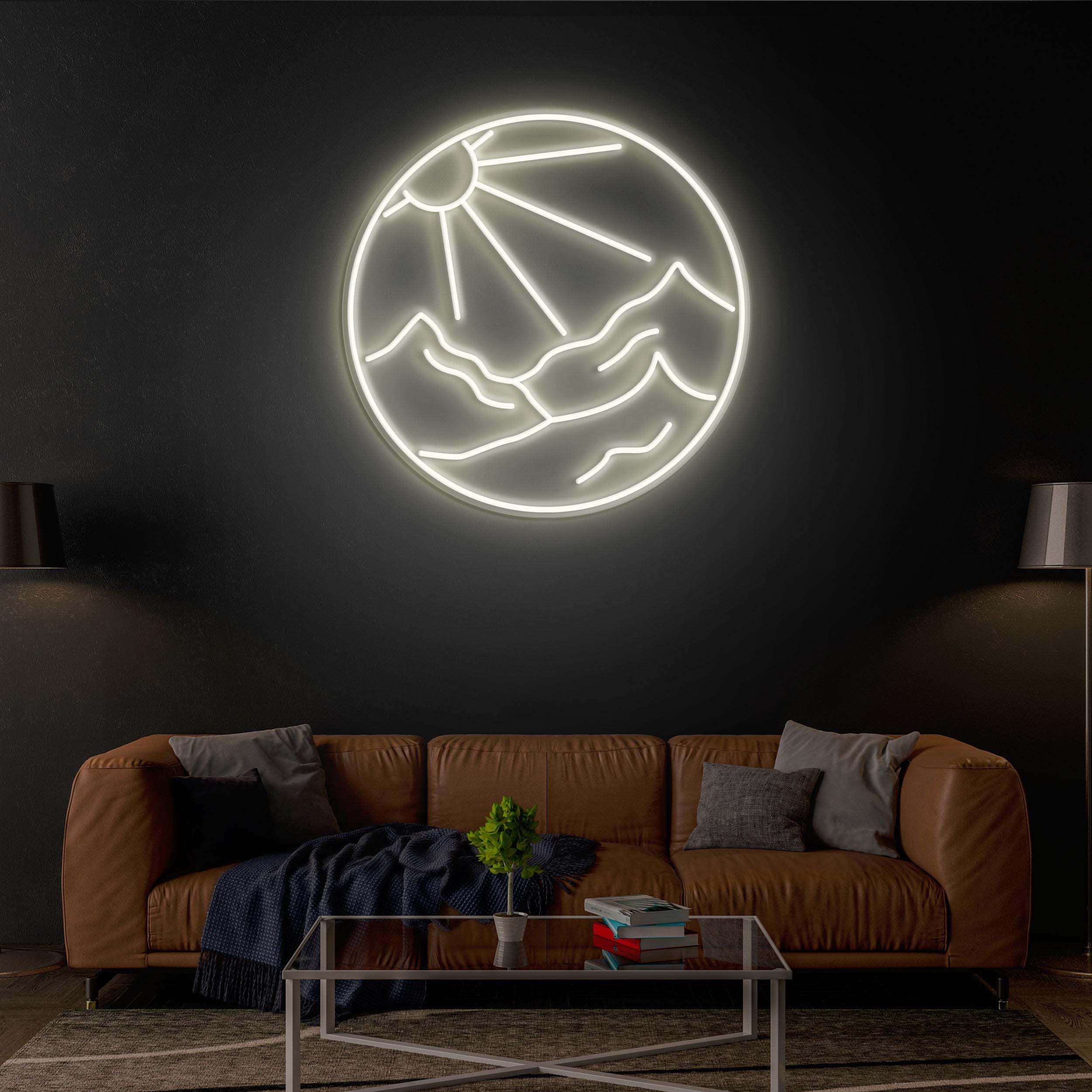 Sun and Mountains Neon Sign, Sun and Mountains LED Light, Sun and Mountains Neon Art, Decor for Home, Cafe & Game Room, Custom Neon Sign