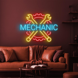 Mechanic Neon Sign, Mechanic LED Light, Garage Wall Decor, Work Shop Decor, Wrench Neon Sign, Car Repair Service Sign, Mechanic Tools Decor