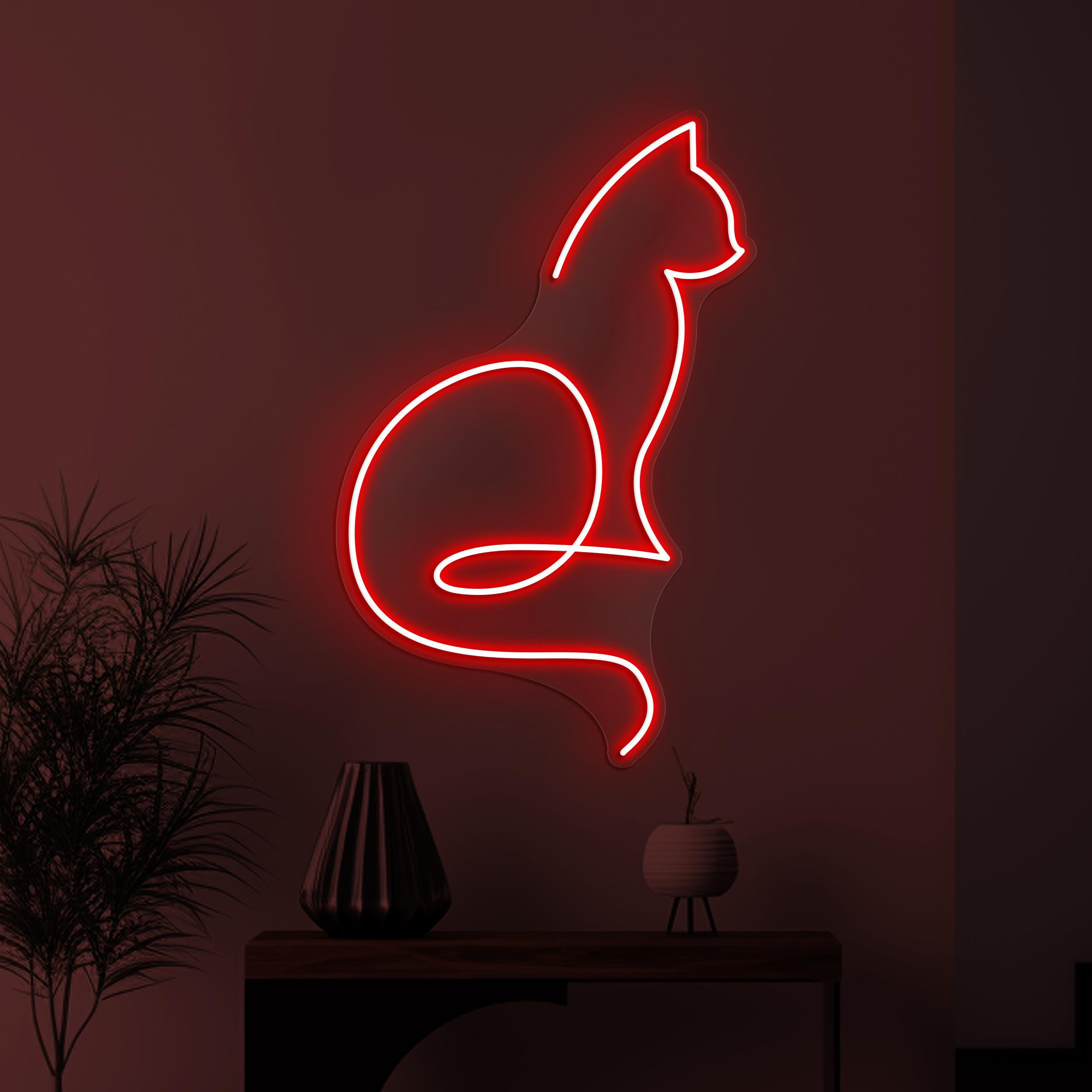Cat Neon Sign, Cat LED Light, Cute Kitty Wall Decor, Nursery Room Wall Art, Cat Neon Sign for Home, Bar & Cafe Decor, Pet Shop Neon Light