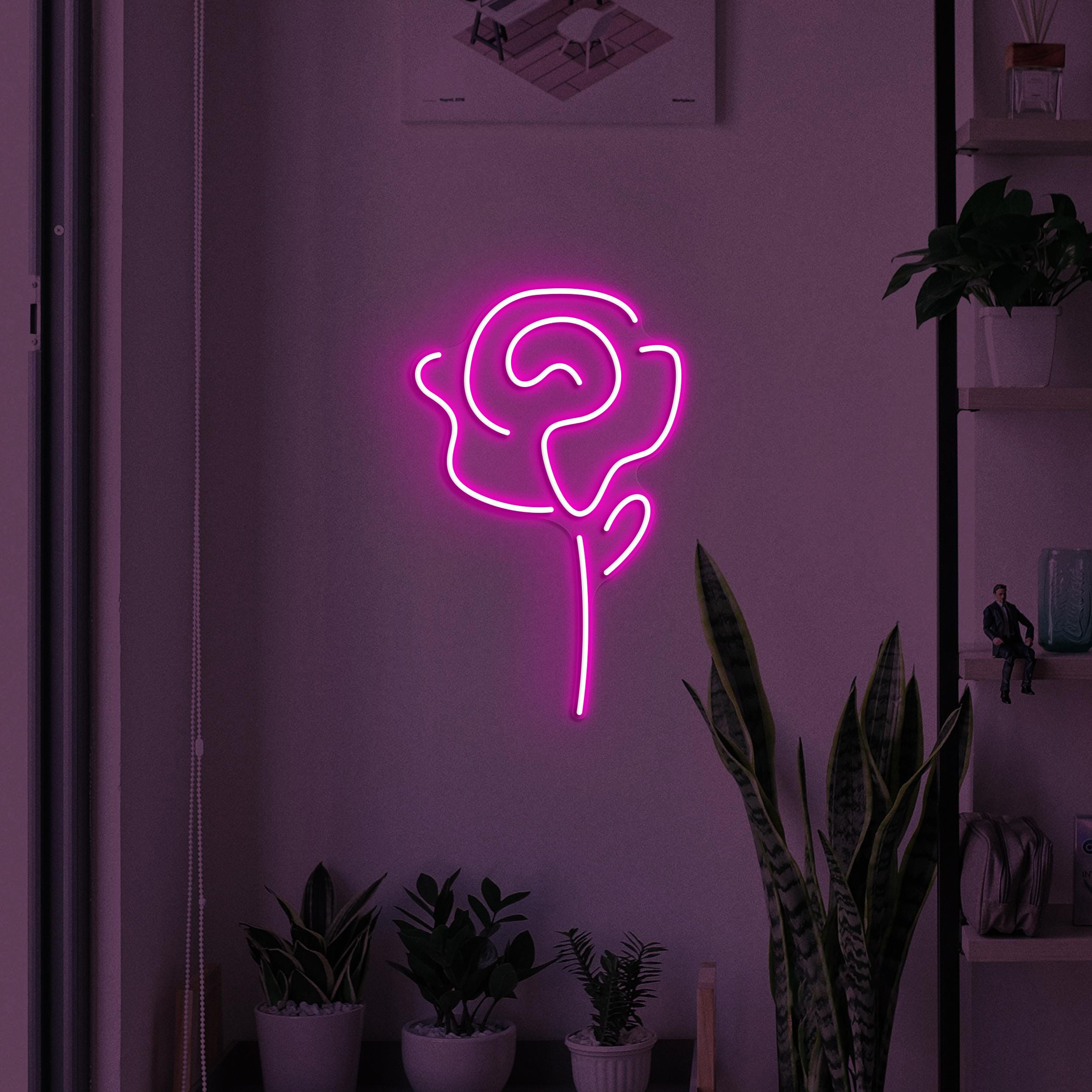Rose Neon Sign, Rose LED Light, Home Wall Art, Flower Shop Wall Decor, Romantic Rose Neon Light, Gift for Couple Room, Love Wall Light