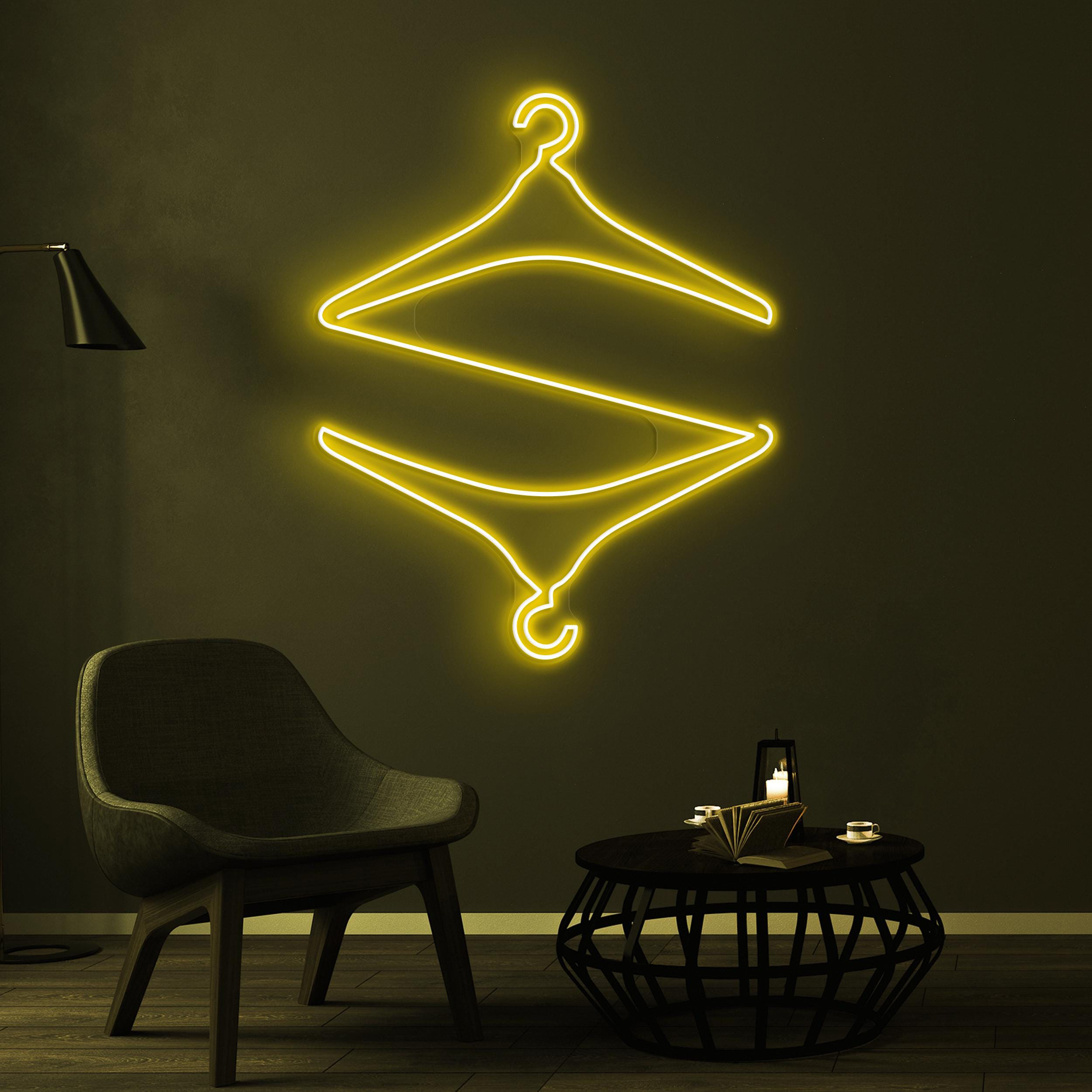 Hanger Neon Sign, Hanger LED Light, Interlocking Hangers Wall Art, Cloth Hanger Wall Decor, Boutique Neon Light, Brand Shop Wall Decor, Gift