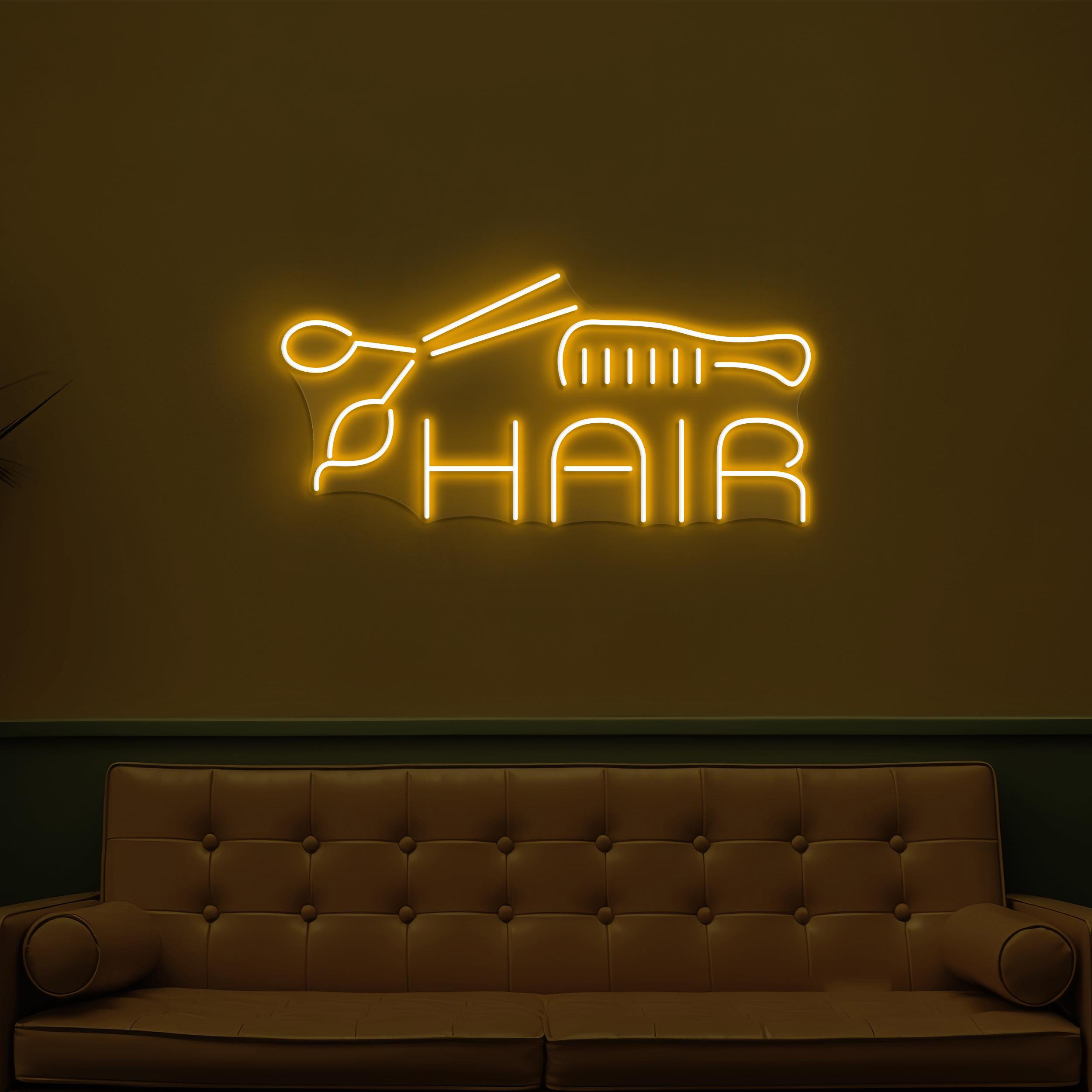 Hair Neon Sign, Hair LED Light, Styling Studio Wall Art, Scissor and Comb Wall Decor, Barber Shop Neon Wall Light, Beauty Salon Neon Decor
