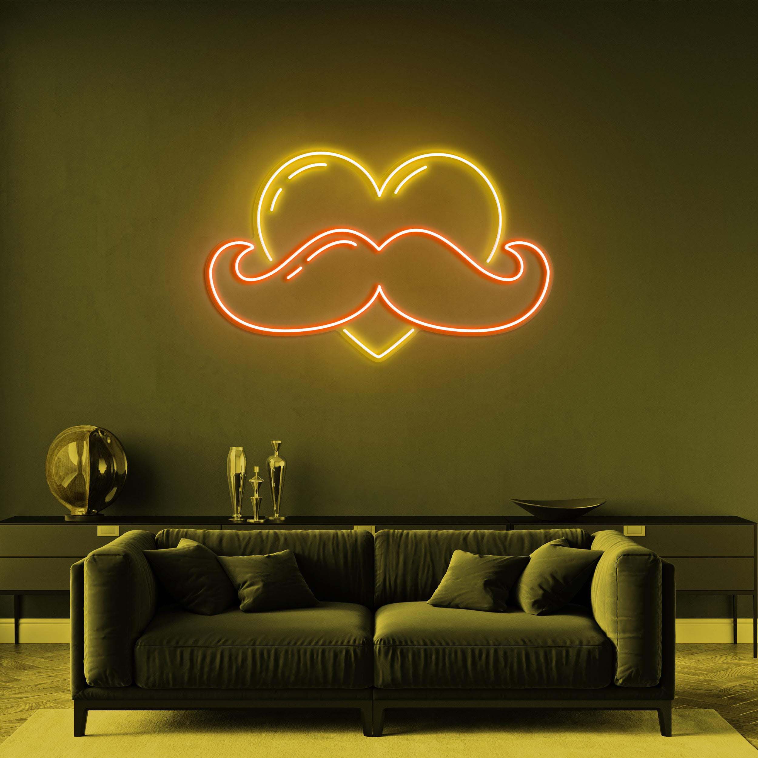 Moustache Heart Neon Sign, Father's Day Gift, Moustache Wall Light, Custom Neon Sign, Room Decor, Perfect Gift Idea for Dad, Neon Wall Art