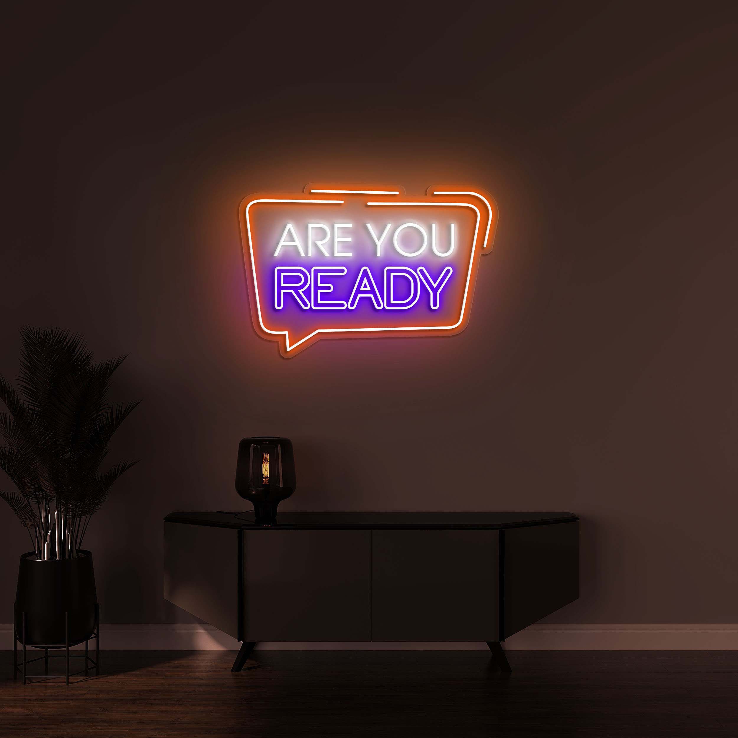 Are You Ready Neon Light, LED Sign for Gym, Game Room, Home, Office, Event Spaces, Wall Decor for Readiness and Motivation, Neon Light Decor