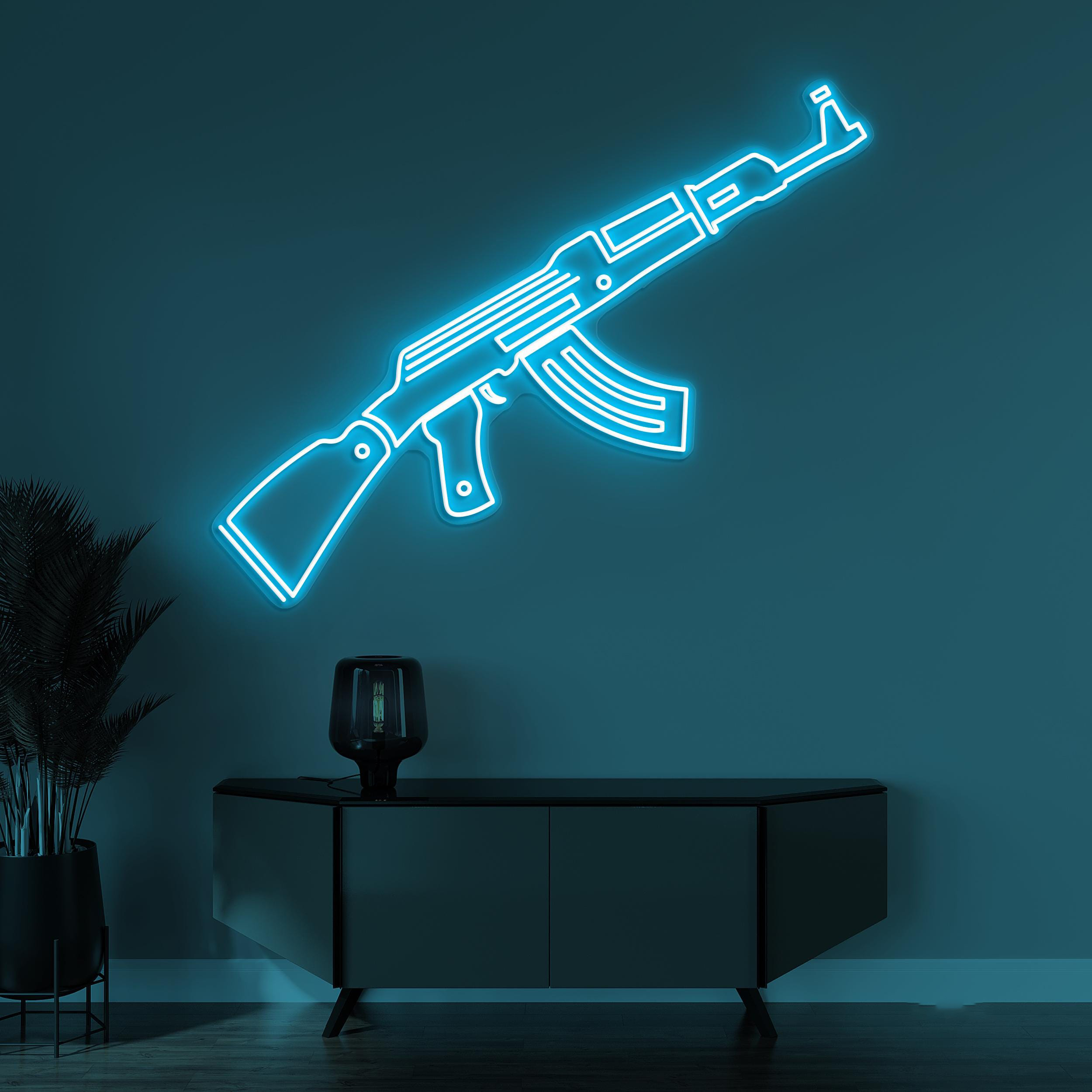 AK-47 Neon Sign, AK-47 LED Light, Gun Wall Decor, Office Wall Art, Led Neon Light, Home Wall Decor, Personalized Sign, Game Room Wall Art