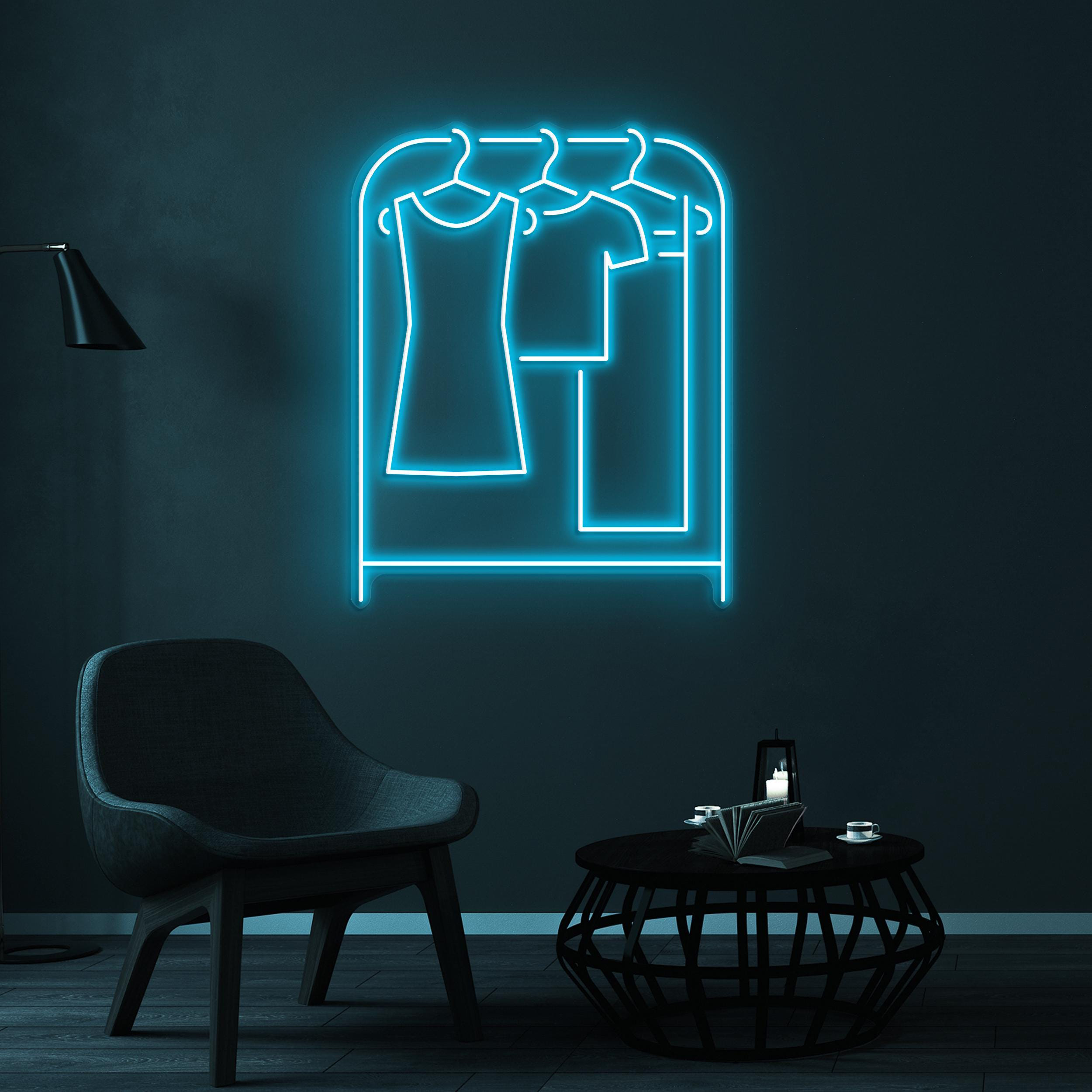 Clothes Rack Neon Sign, Clothe Hanger LED Light, Wardrobe Wall Decor, Fashion Wall Art, Brand Shop Decor, Cloth Shop Neon Art, Boutique Sign
