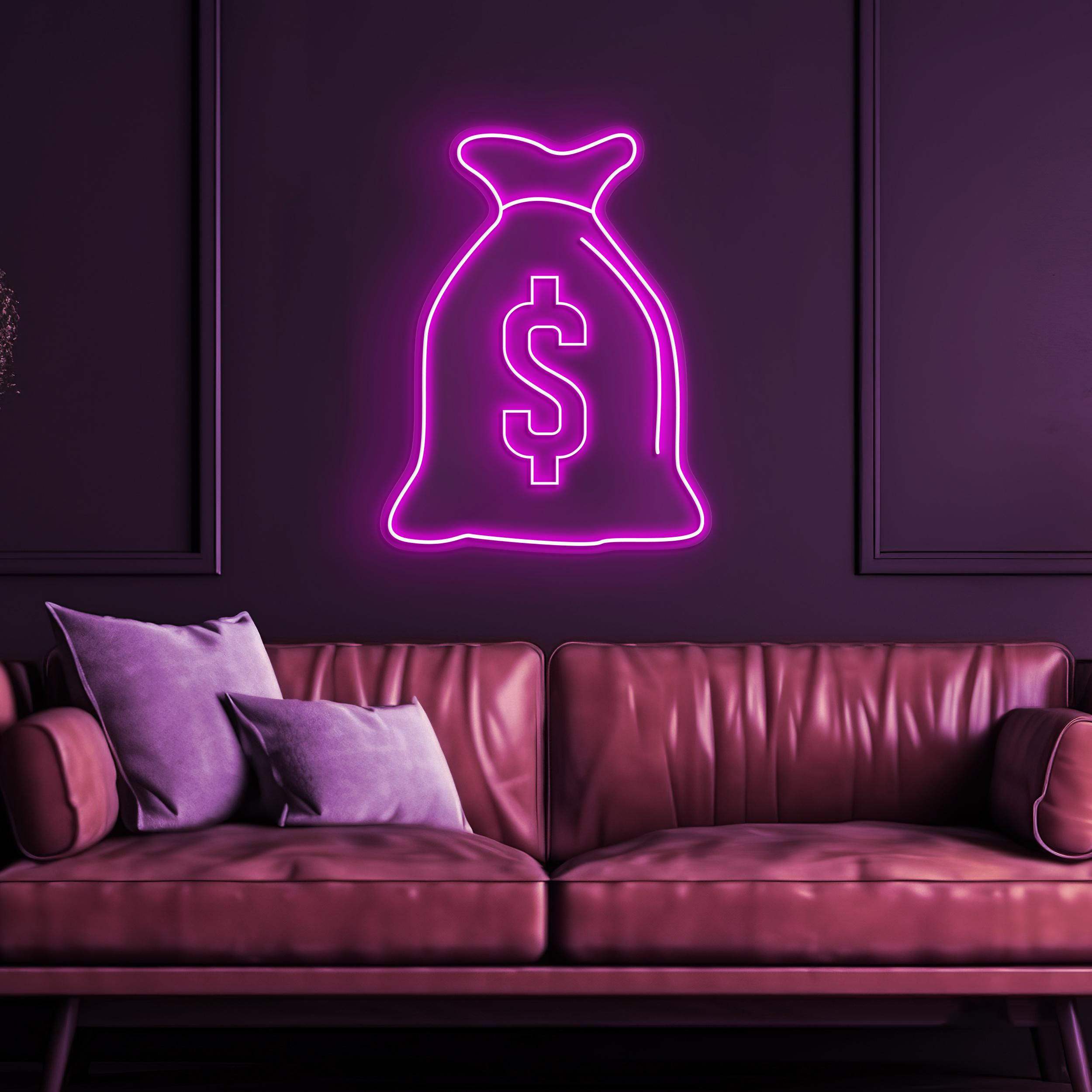 Money Bag Neon Sign, Money Bag LED Light, Office Wall Decor, Dollar Bag Wall Art, Money Dollar Led Sign, Business Neon Light, Cash Decor