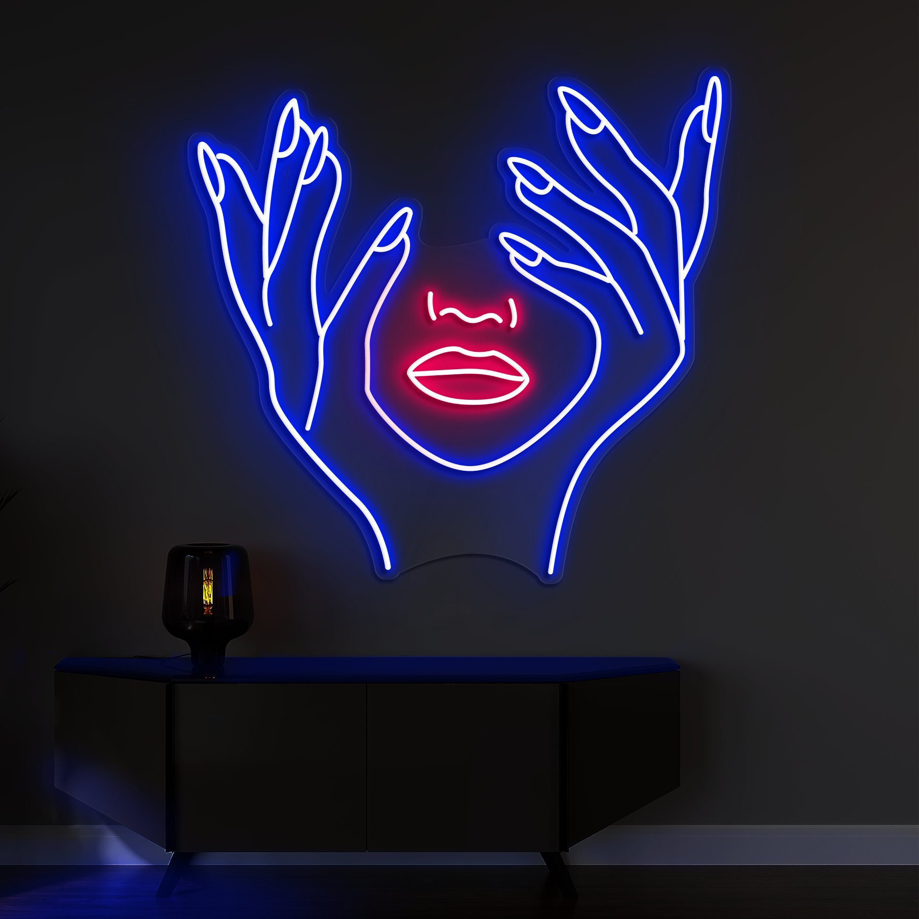 Face Abstract Neon Signs, Nail Art and Beauty Decor for Salons, Shops, and Rooms, Light Up Signs for Makeup Rooms and Party Decorations,Gift