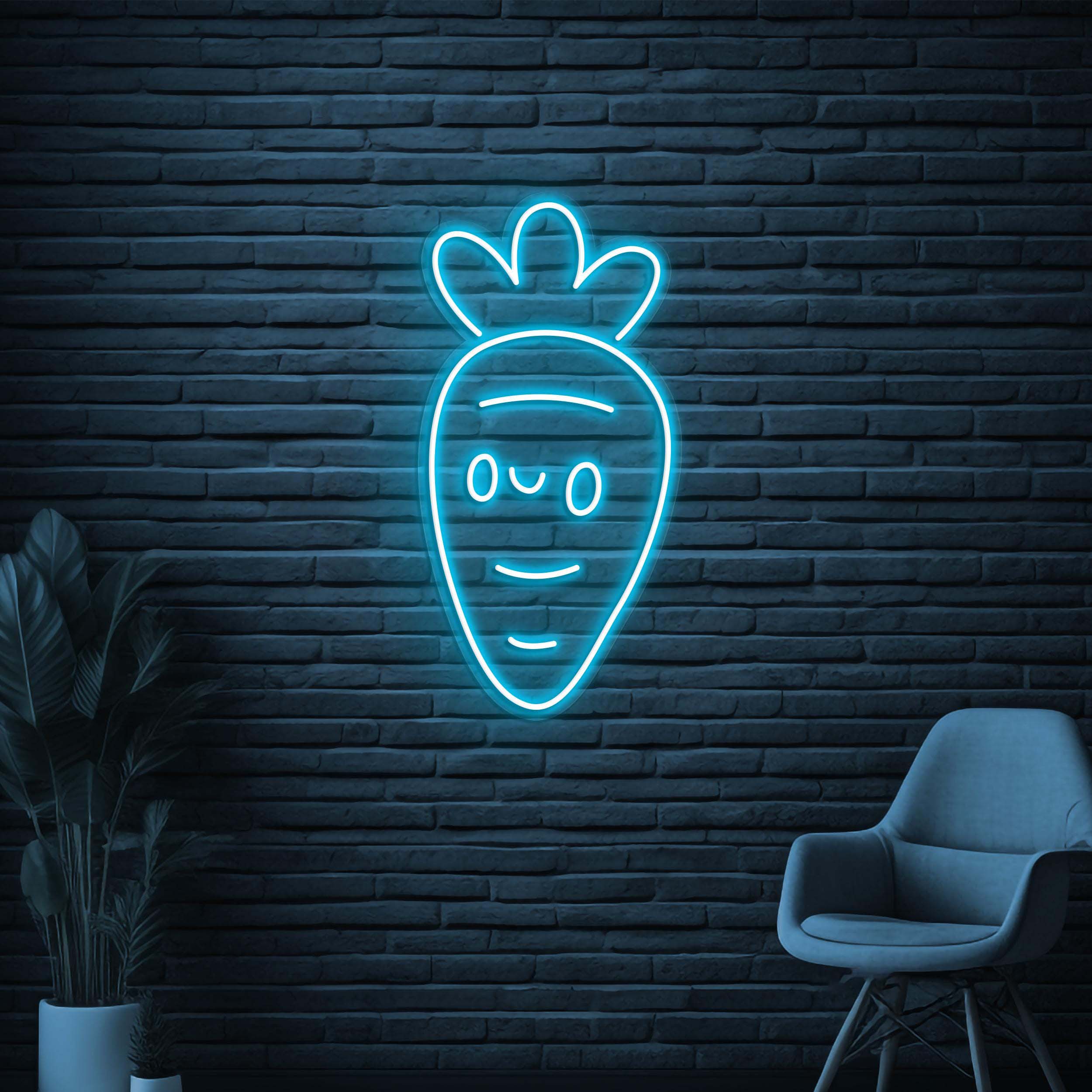 Carrot Neon Sign, Cute Carrot LED Light, Carrot Face Wall Decor, Vegetable Shop Neon Light, Custom Sign, Nursery Room Decor, Kitchen Decor