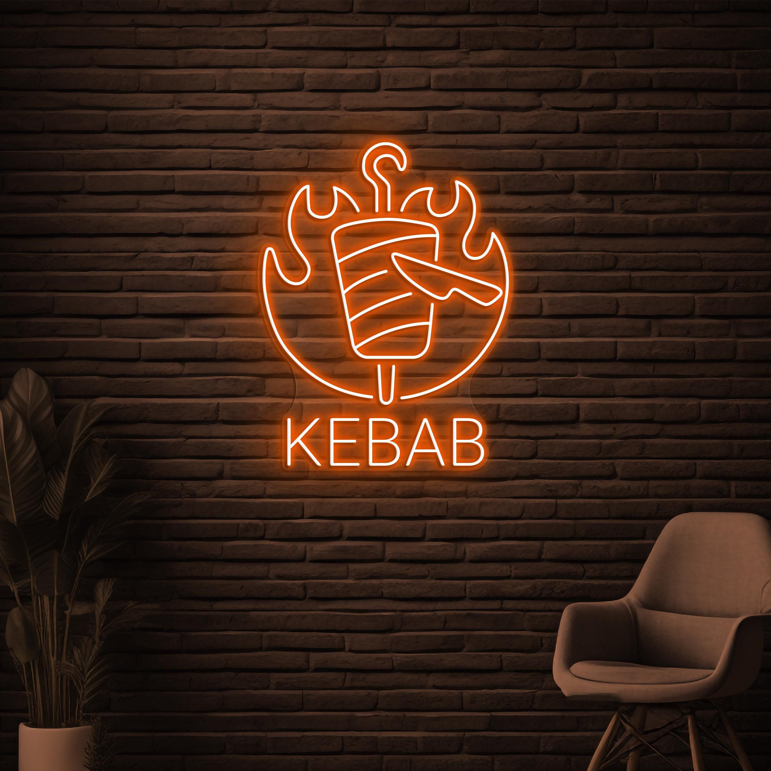 Kebab Neon Sign, Kebab Neon Light, Kebab Logo Wall Art, Restaurant Wall Decor, Business Logo Neon Light, BBQ Shop Neon Sign, Kebab Lover
