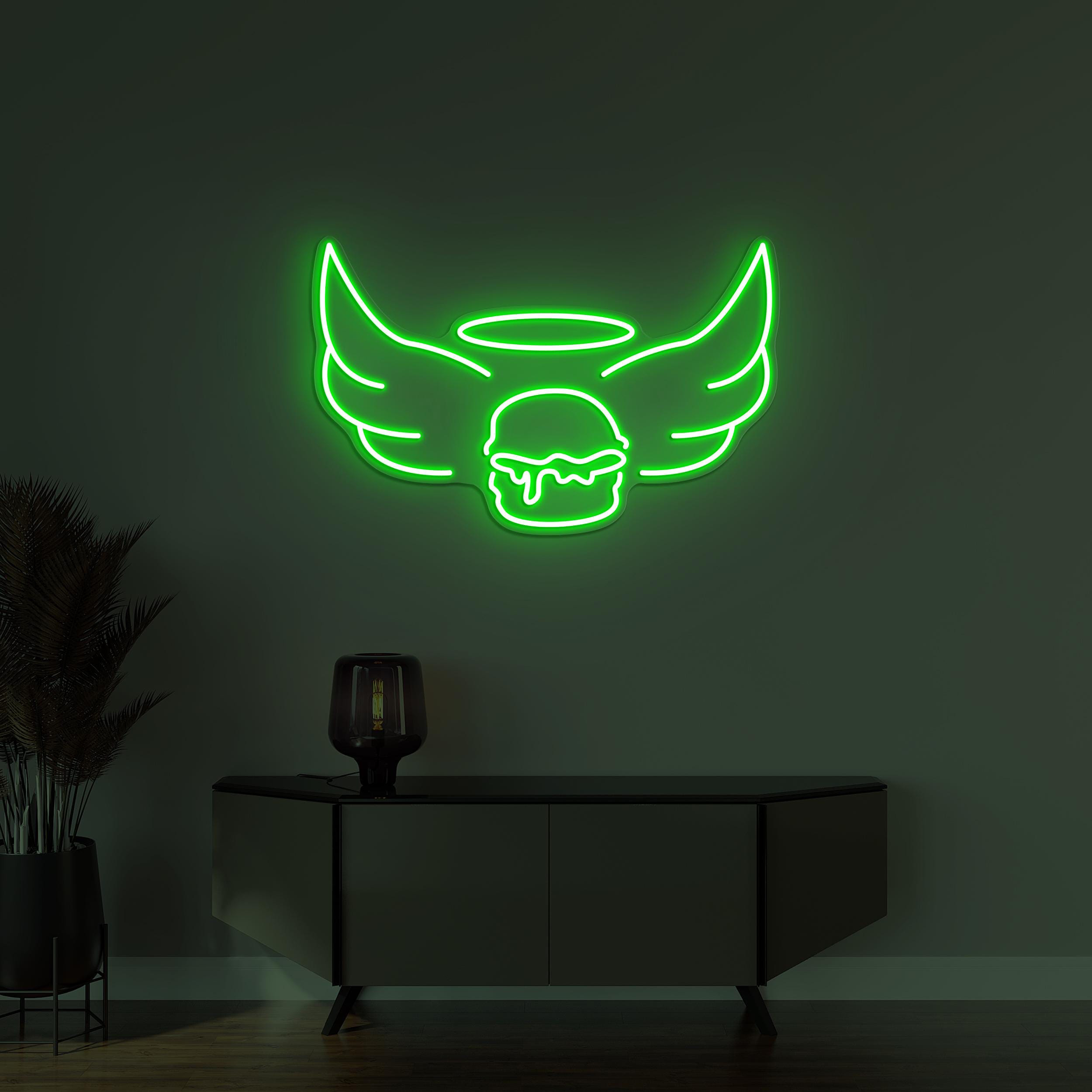 Burger Neon Sign, Angel Burger LED Light, Fast Food Restaurant Decor, Custom Neon Sign, Burger Shop Wall Art, Burger Party Wall Decor, Gift
